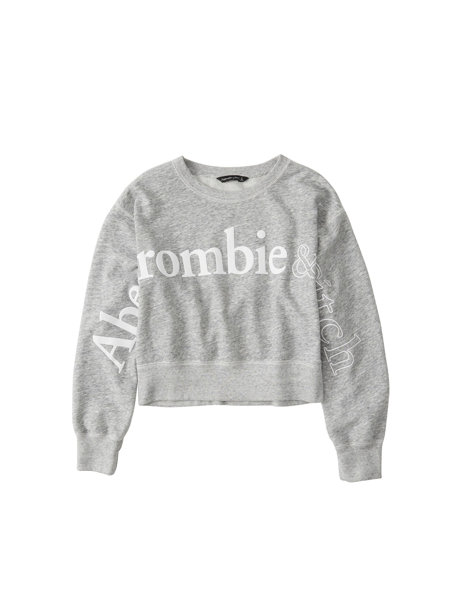 Abercrombie Fitch Dames Sweatshirt Sb19 Shrunken Logo Crew Feb Neutral Grijs abercrombie fitch kopen in de aanbieding