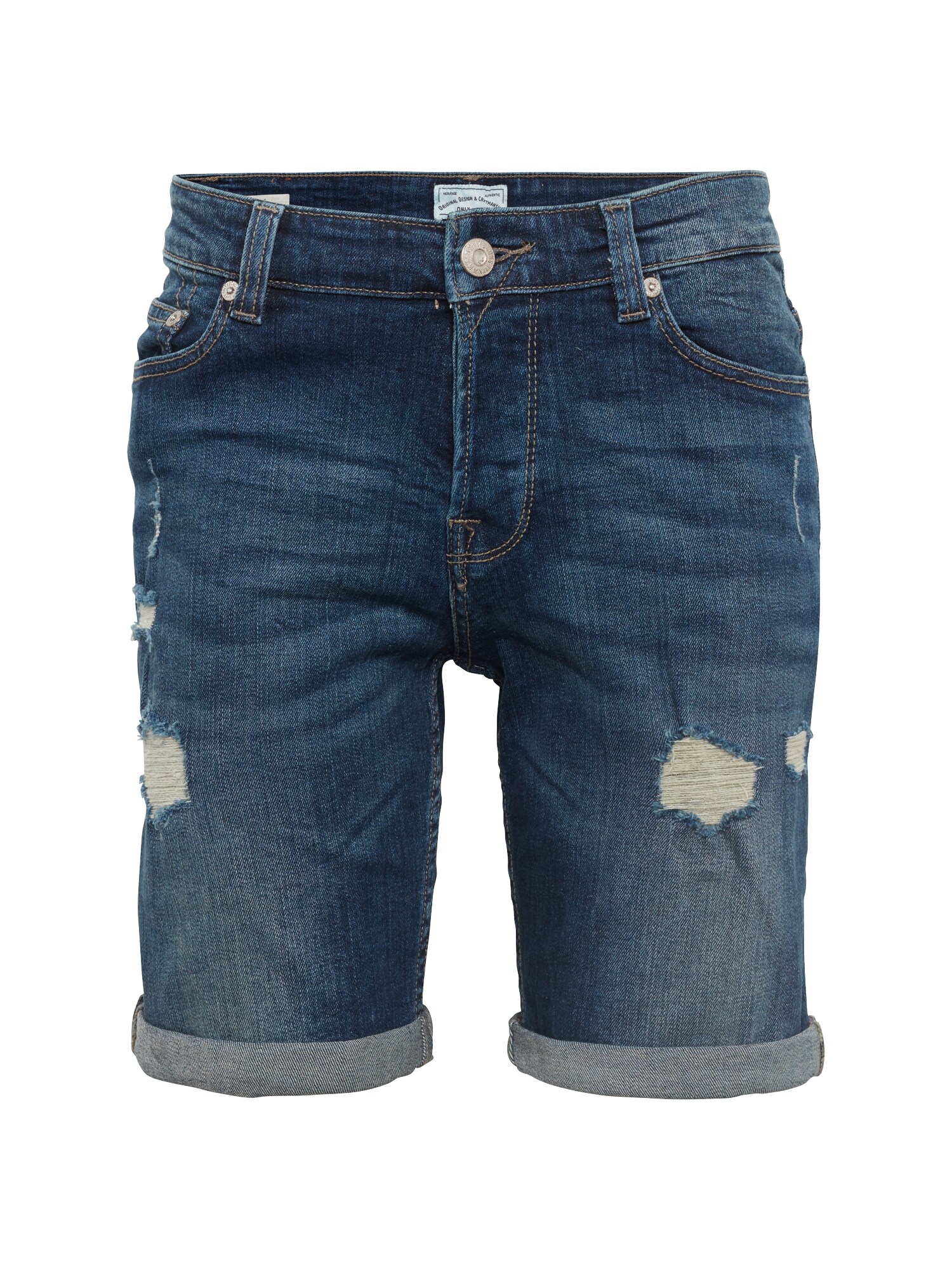 Only & Sons Džinsai 'onsPLY SHORTS M BLUE DAMAGE CR 8603 NOOS'  indigo spalva