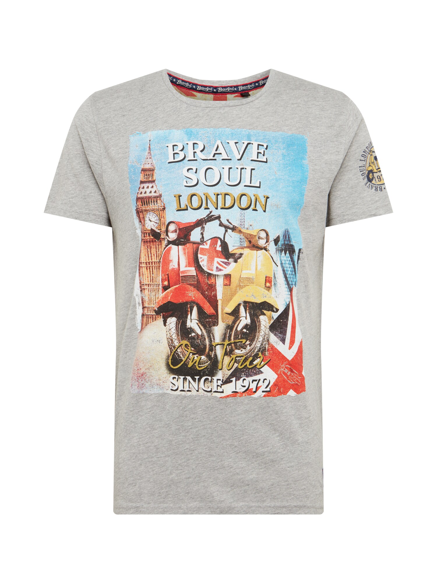 Brave Soul Heren Shirt Lichtgrijs Gemengde Kleuren brave soul kopen in de aanbieding