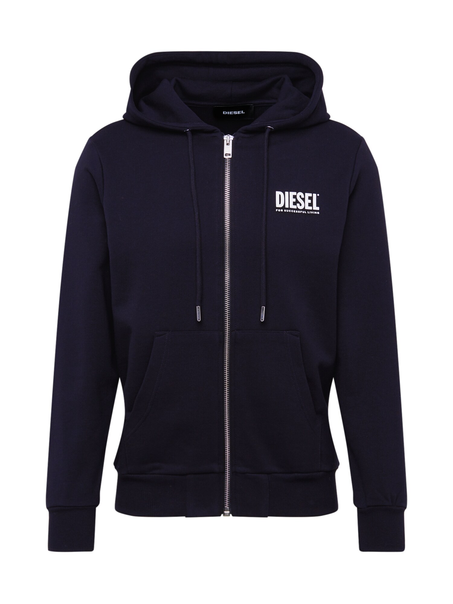DIESEL Džemperis 'S-GIRK-HOOD-ZIP-LOGO FELPA SW'  juoda