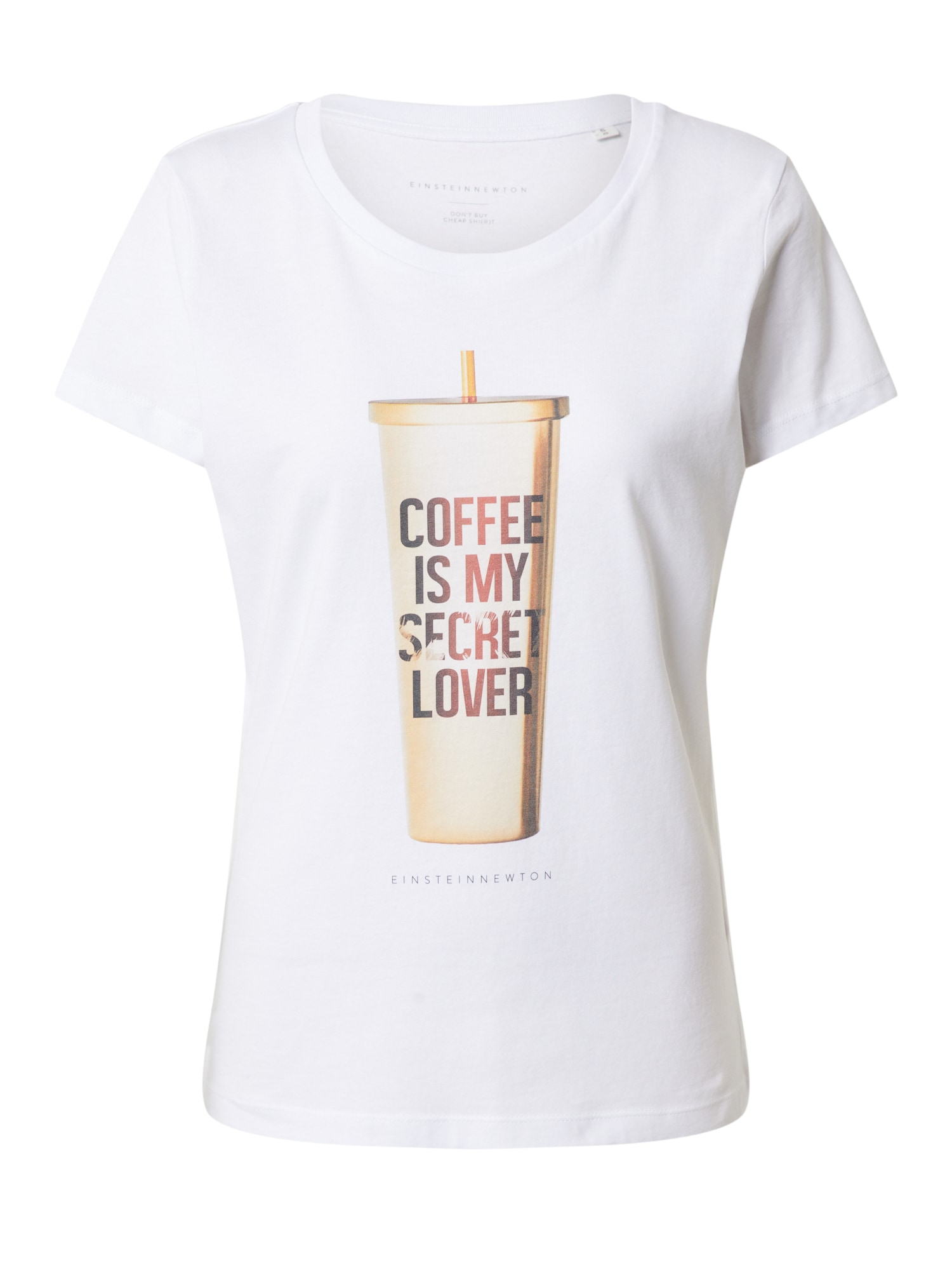 EINSTEIN & NEWTON Marškinėliai 'Coffee' ruda / balta