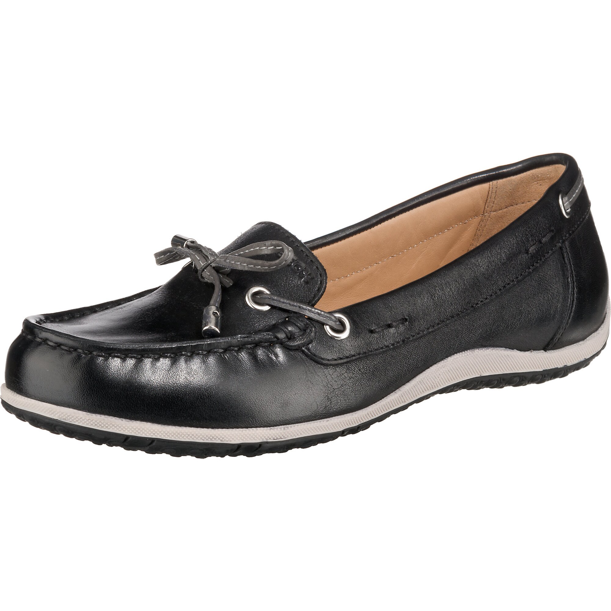 Geox Dames Mocassins Zwart Offwhite geox kopen in de aanbieding