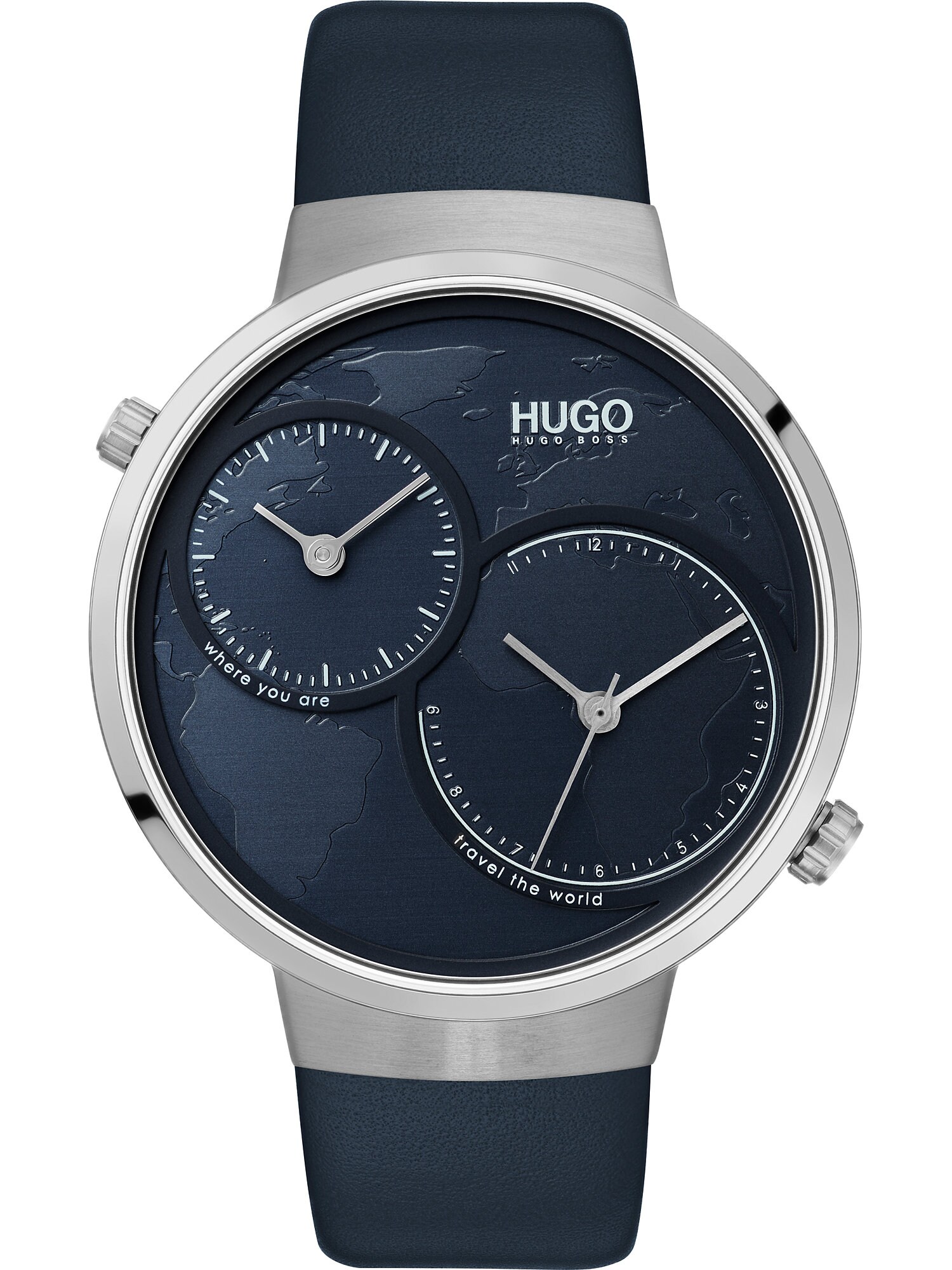 HUGO Uhr ''''Travel'''' nachtblau / silber
