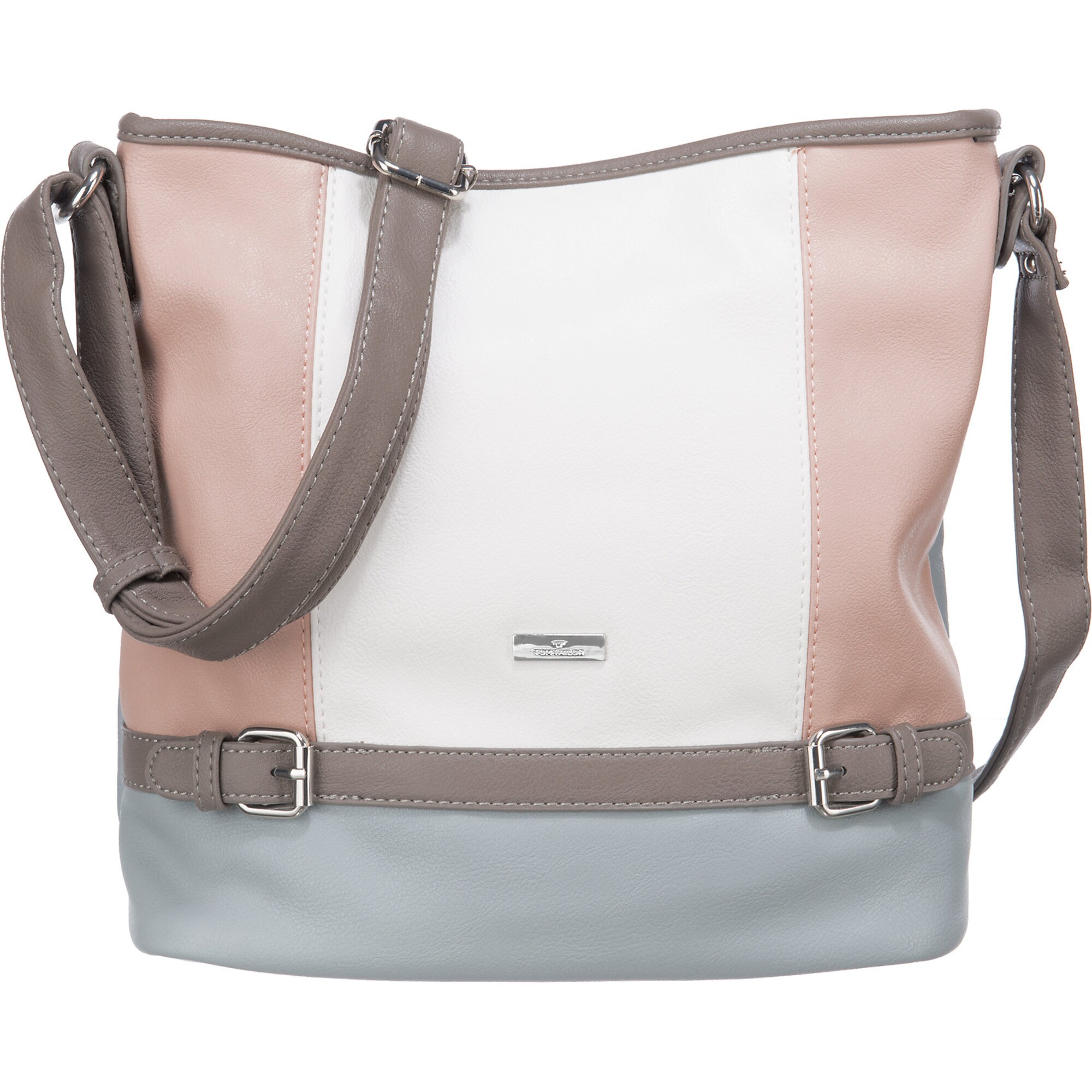 TOM TAILOR Torba za čez ramo ''''Juna''''  bela / temno siva / siva / roza