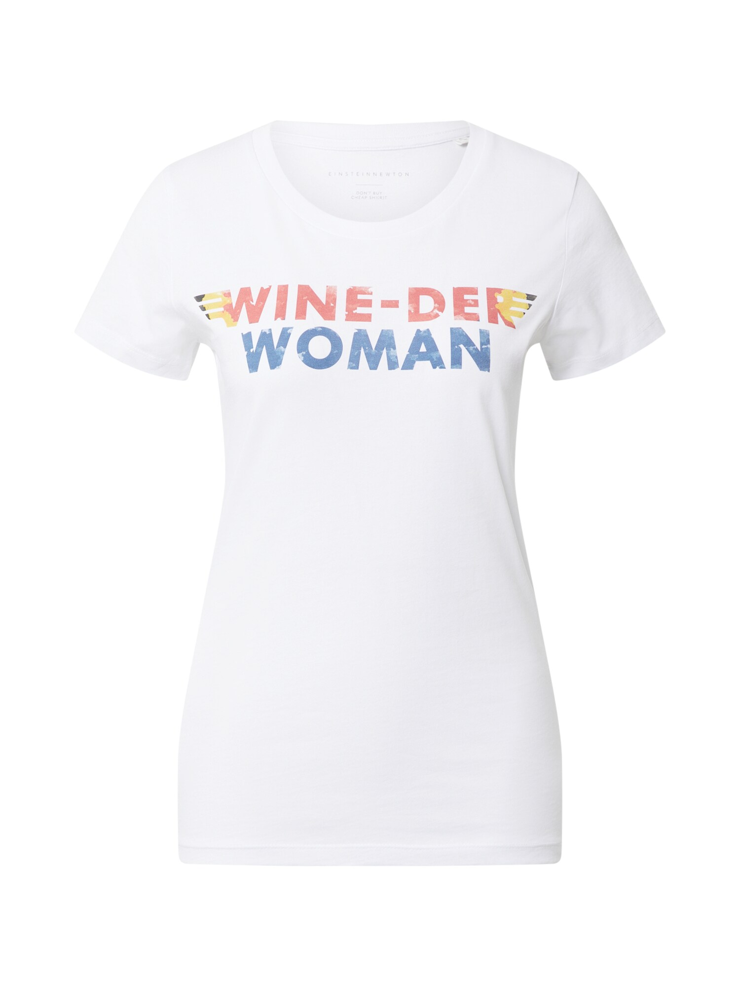 EINSTEIN & NEWTON Marškinėliai 'Wine Woman'  balta / mėlyna / raudona
