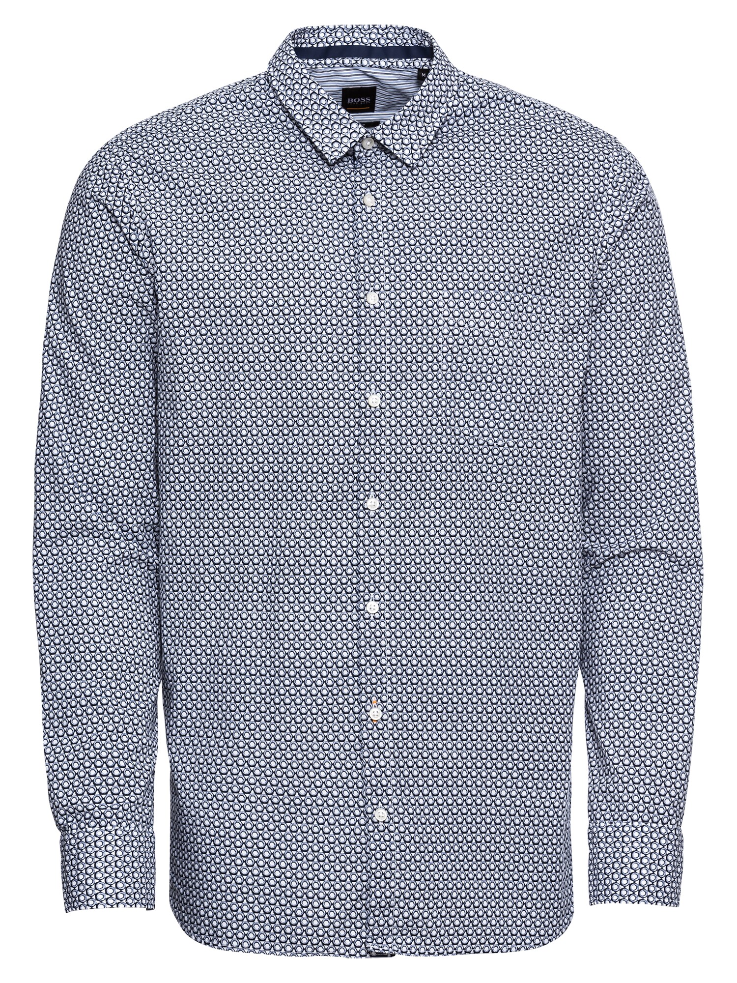 Boss Heren Overhemd Magneton 1 10214145 01 Donkerblauw Wit boss kopen in de aanbieding