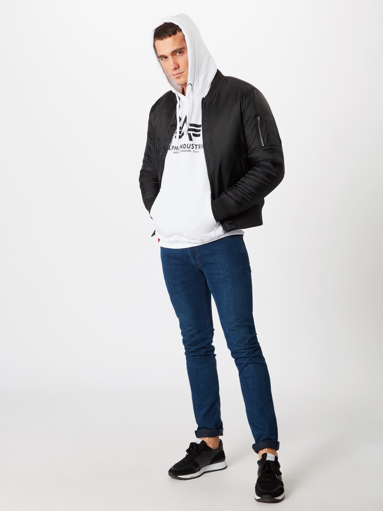 ALPHA INDUSTRIES Mikina čierna / šedobiela (obrázok 4)