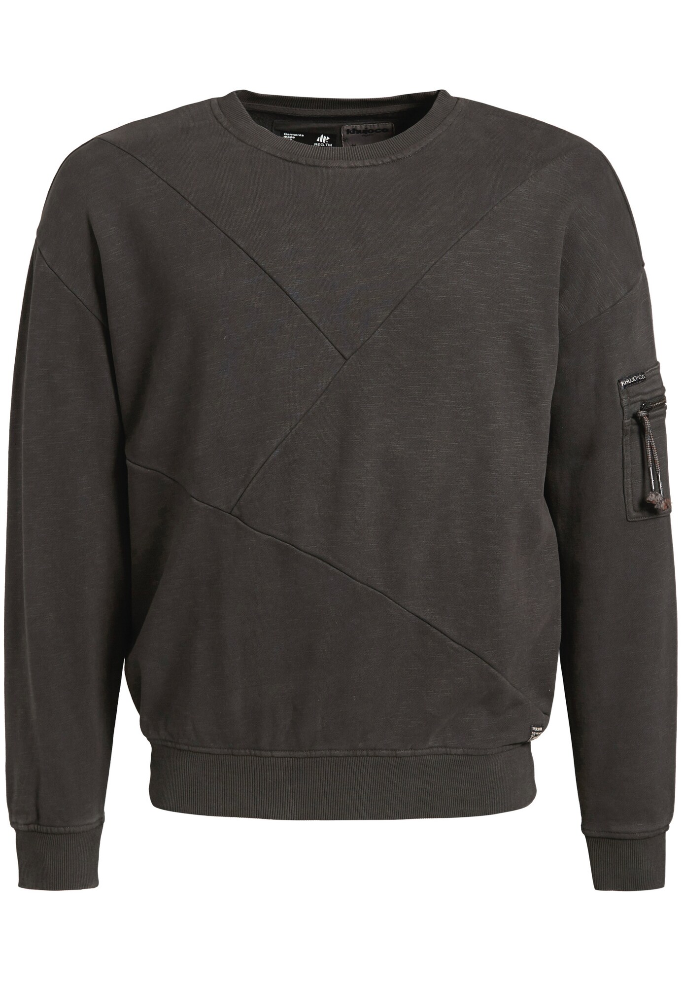 Khujo Heren Sweatshirt Tangent Mokka khujo kopen in de aanbieding