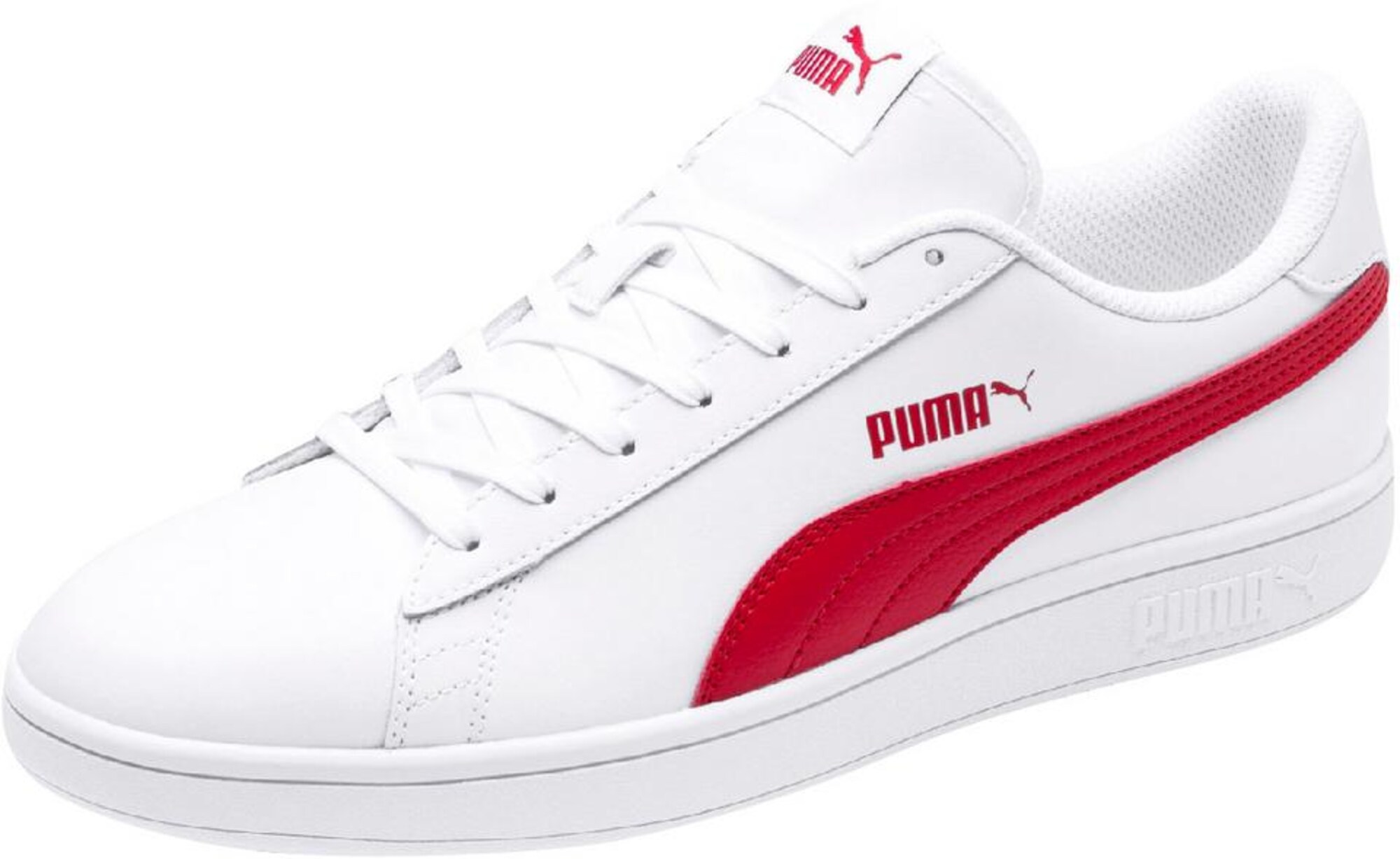 PUMA Sportbačiai be auliuko 'Smash V2'  balta / raudona