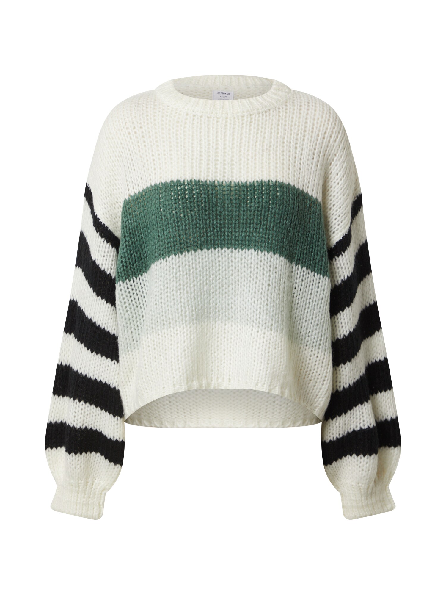 Cotton On Megztinis  žalia / balta / juoda