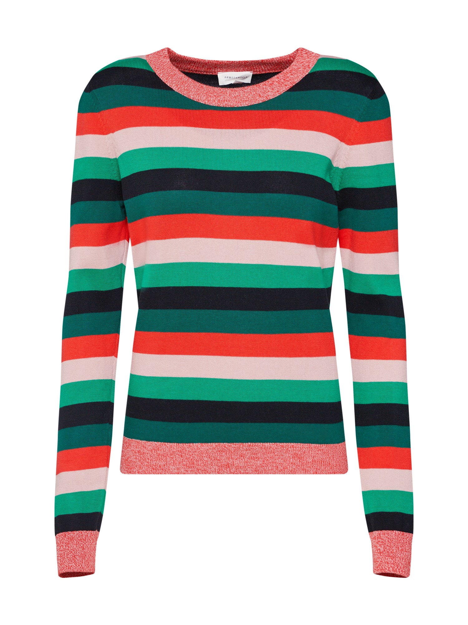 Armedangels Dames Trui Oxana Groen Rood Zwart armedangels kopen in de aanbieding