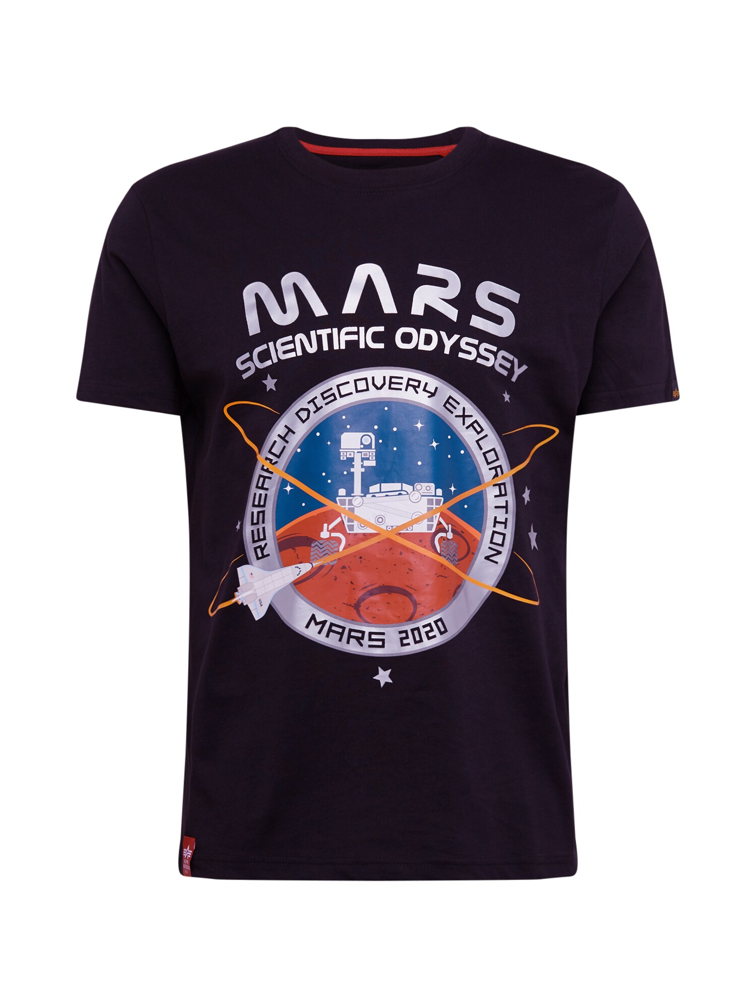 ALPHA INDUSTRIES Marškinėliai 'Mission To Mars T'  pilka / juoda