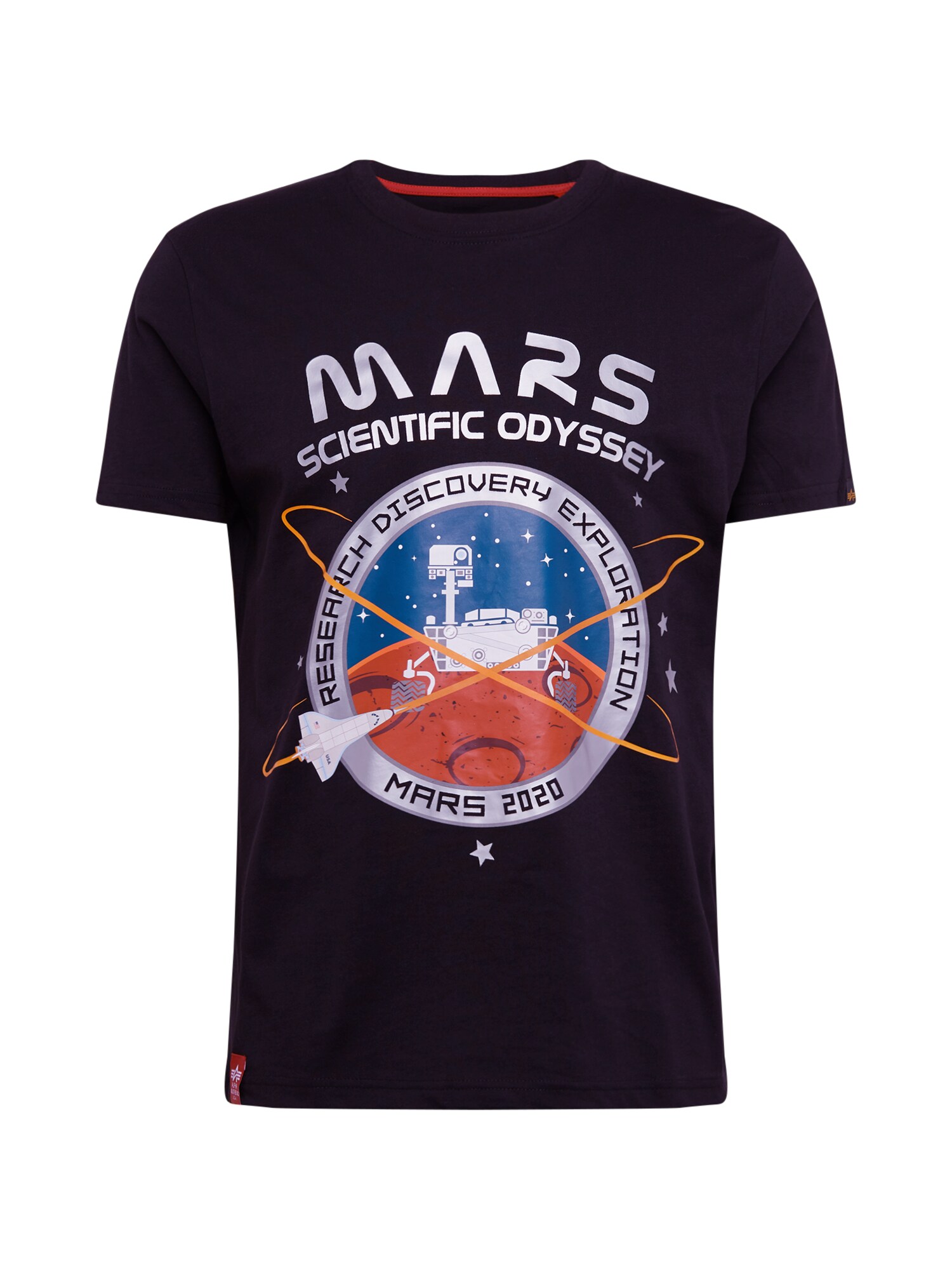 ALPHA INDUSTRIES Marškinėliai 'Mission To Mars T'  pilka / juoda