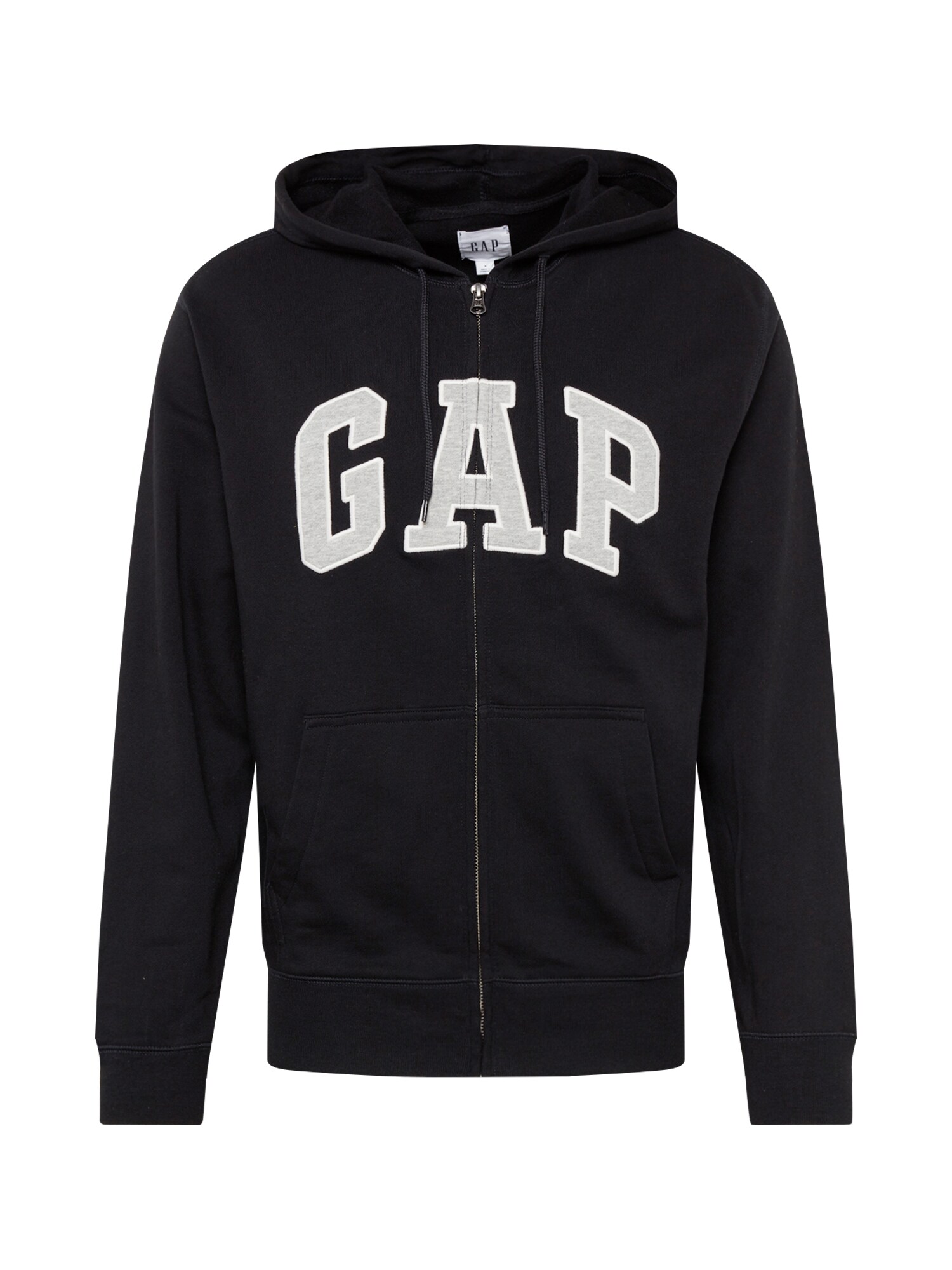 GAP Džemperis 'XLS FT ARCH FZ HD'  juoda / balta