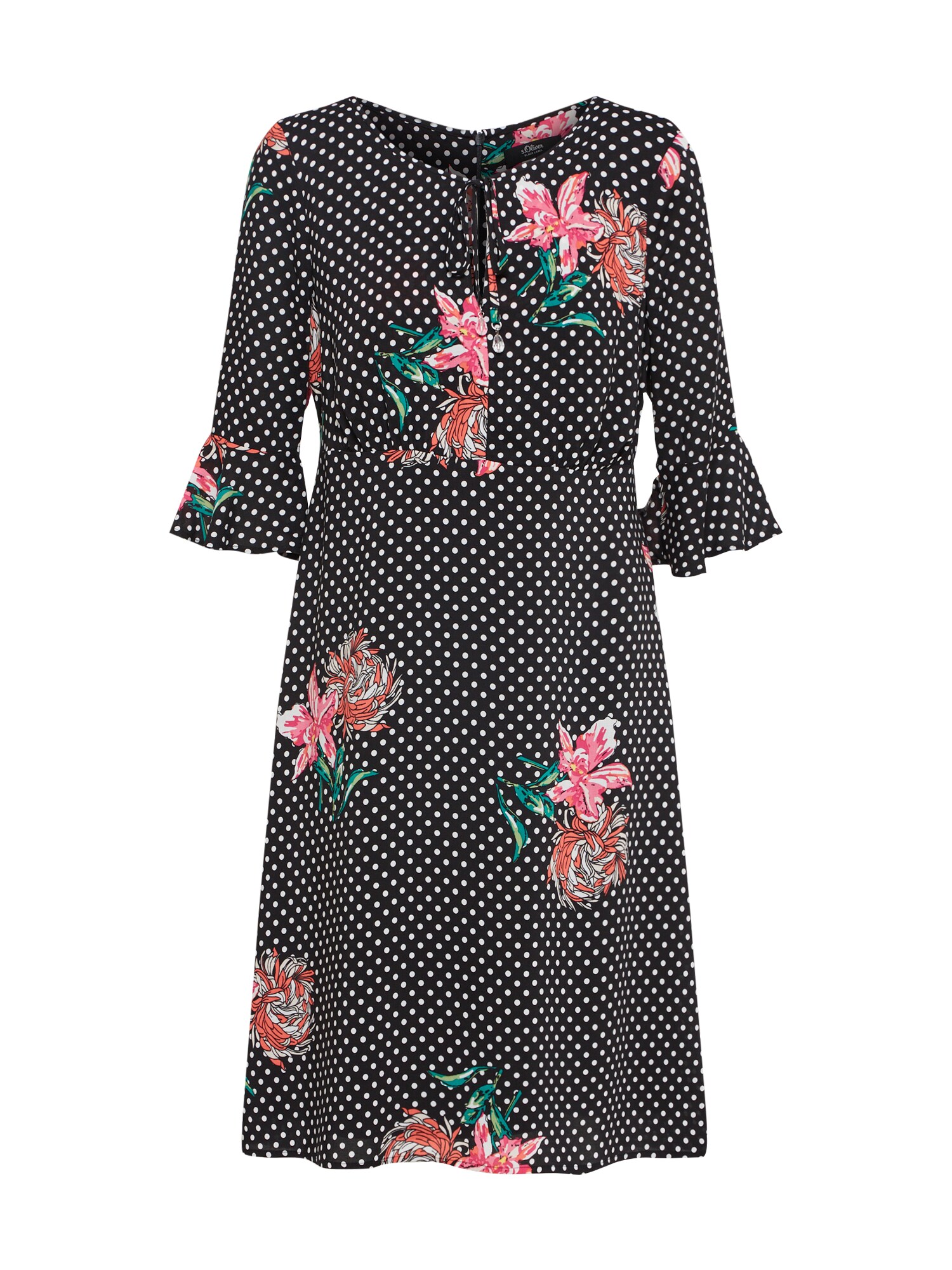 Soliver Black Label Dames Jurk Rosa Zwart Wit soliver black label kopen in de aanbieding