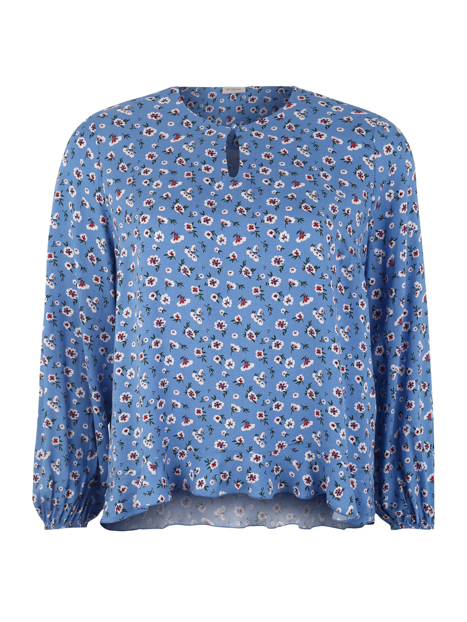 Only Carmakoma Dames Blouse Primula Lichtblauw Rood Wit only carmakoma kopen in de aanbieding