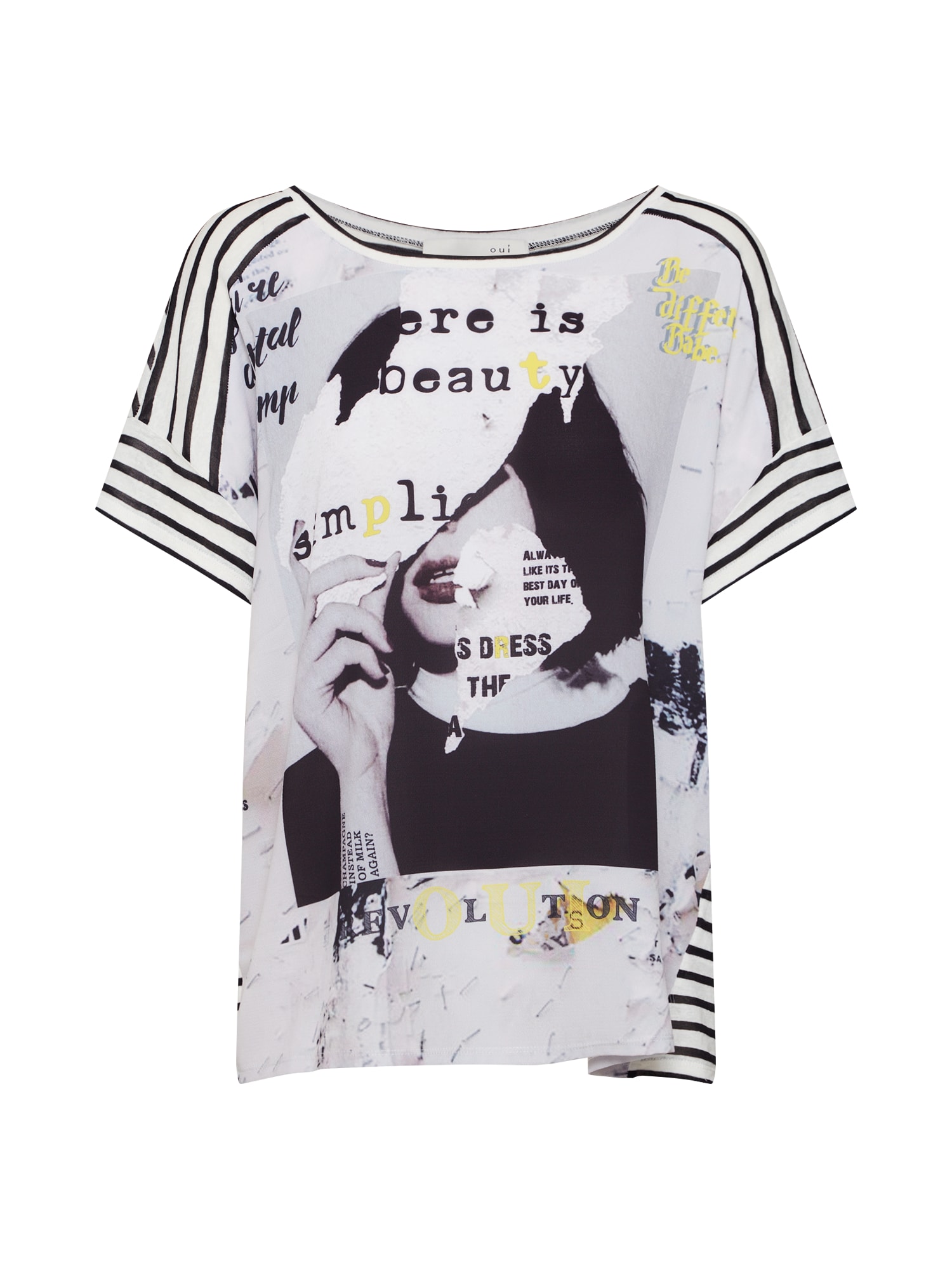 Oui Dames Shirt Zwart Wit oui kopen in de aanbieding