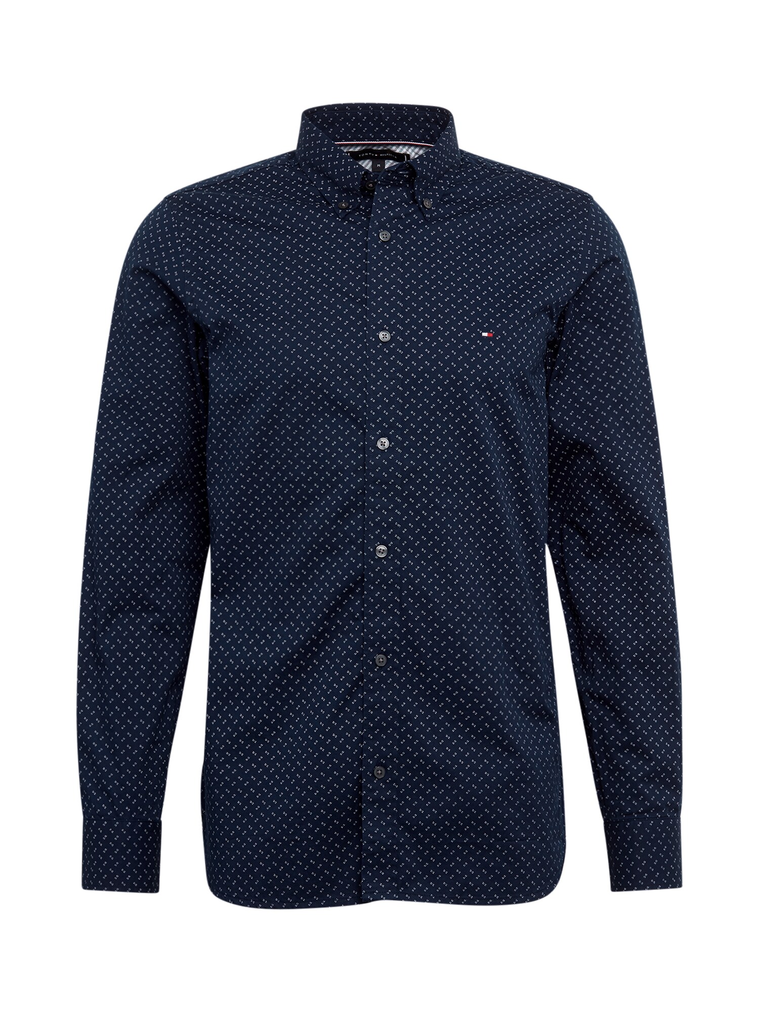 TOMMY HILFIGER Dalykiniai marškiniai 'SLIM GEO'  balta / tamsiai mėlyna