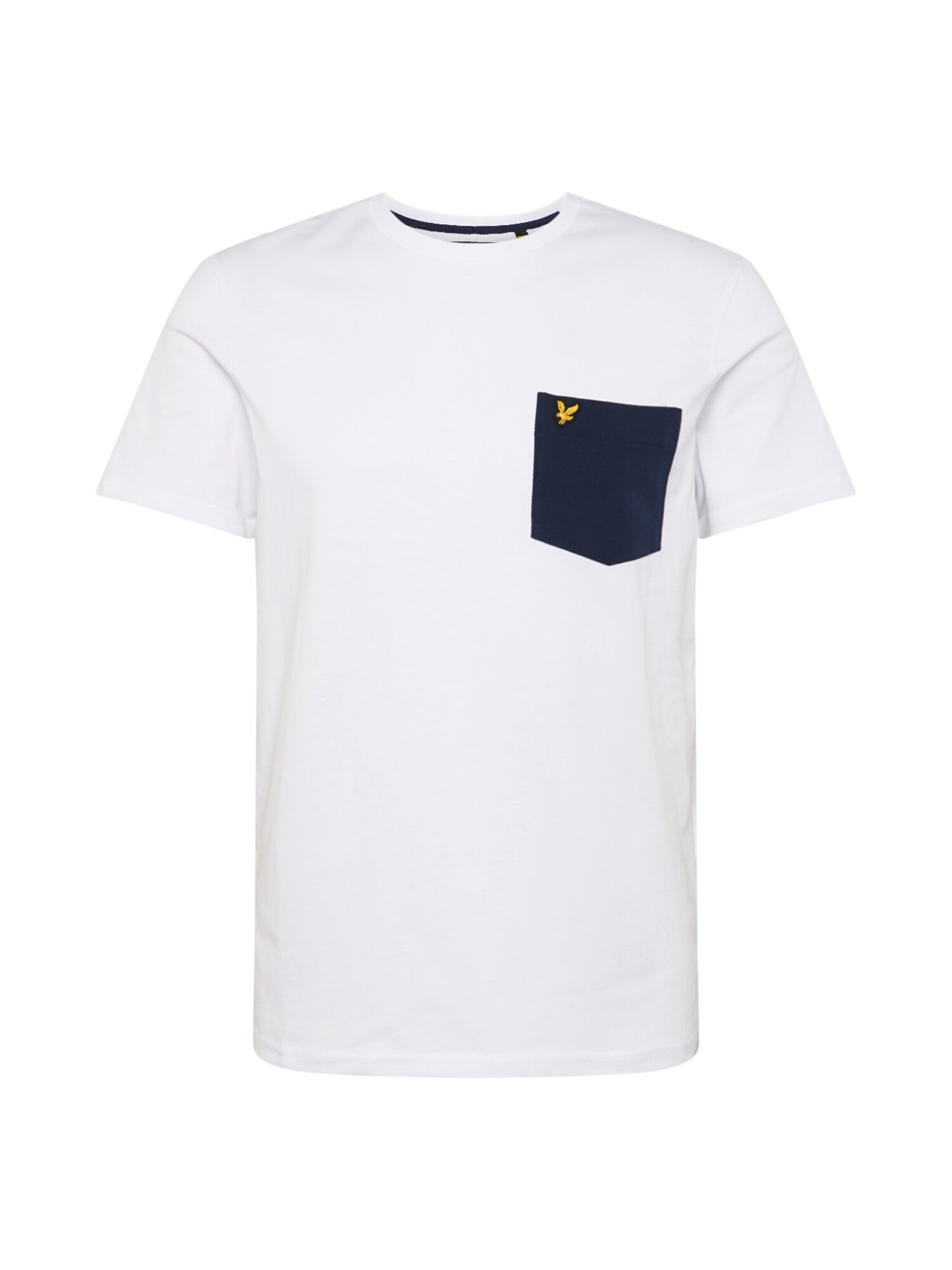 Lyle & Scott Marškinėliai 'Contrast Pocket'  balta / tamsiai mėlyna