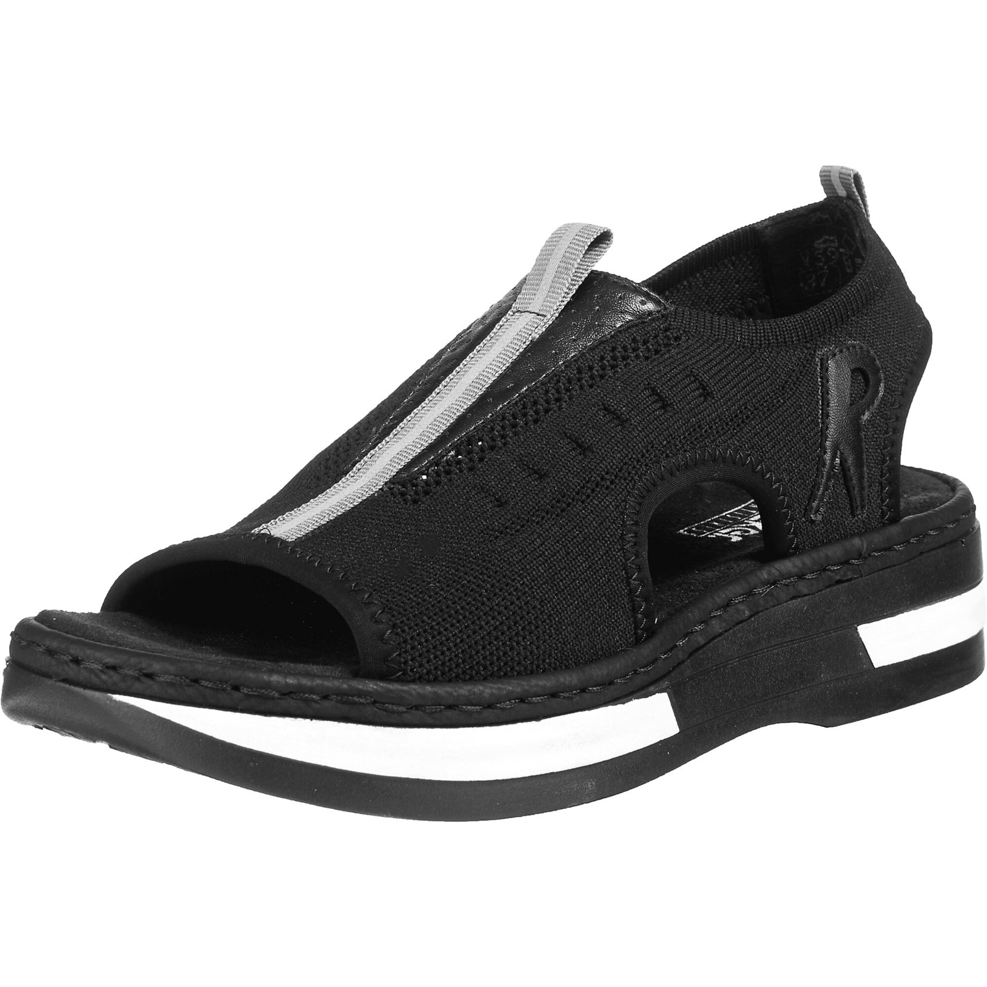RIEKER Sandalai  juoda / balta / šviesiai pilka