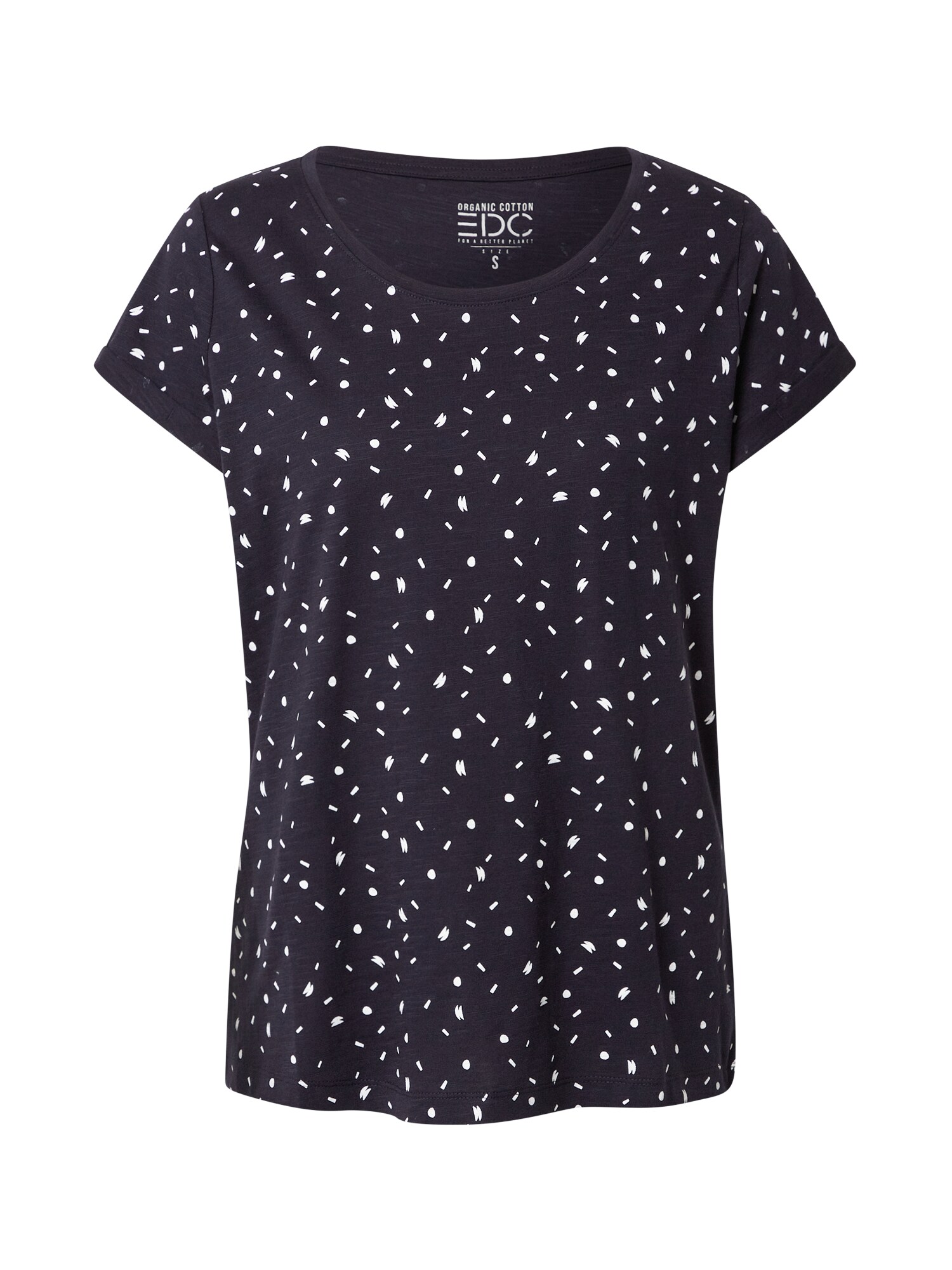 EDC BY ESPRIT Marškinėliai  balta / tamsiai mėlyna jūros spalva