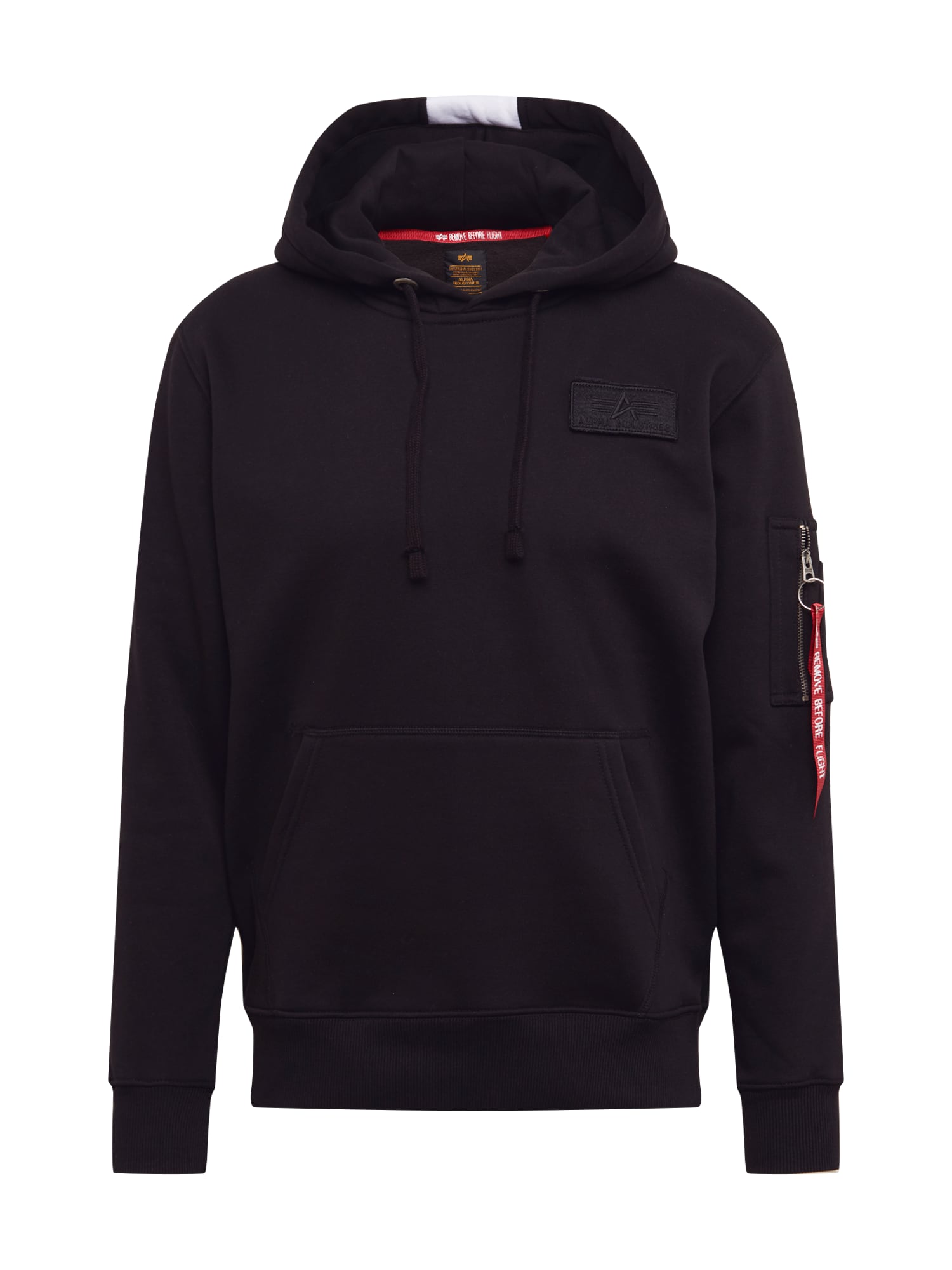 ALPHA INDUSTRIES Mikina 'Red Stripe'  čierna / biela