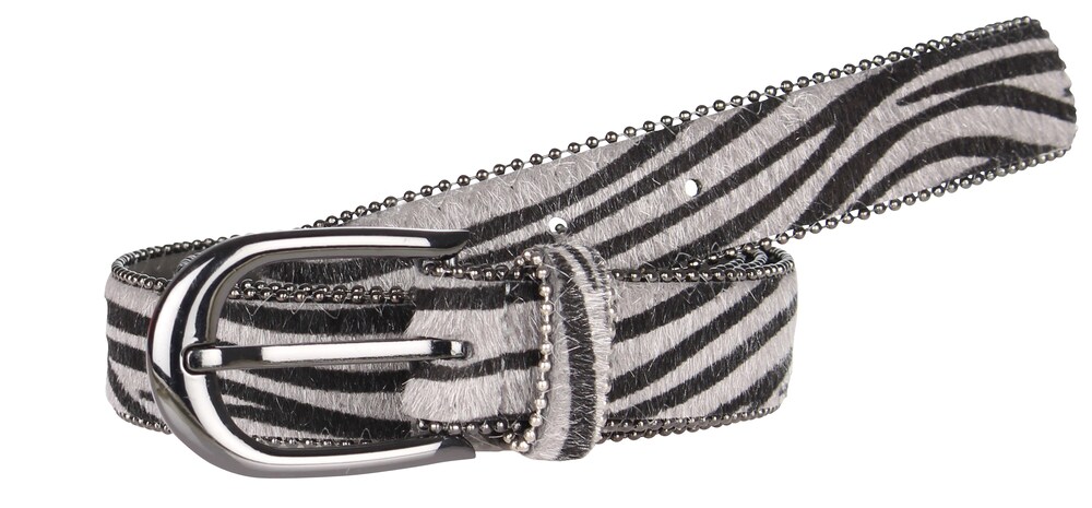 MO Gürtel Damen Größe 100 hellgrau / schwarz / silber
