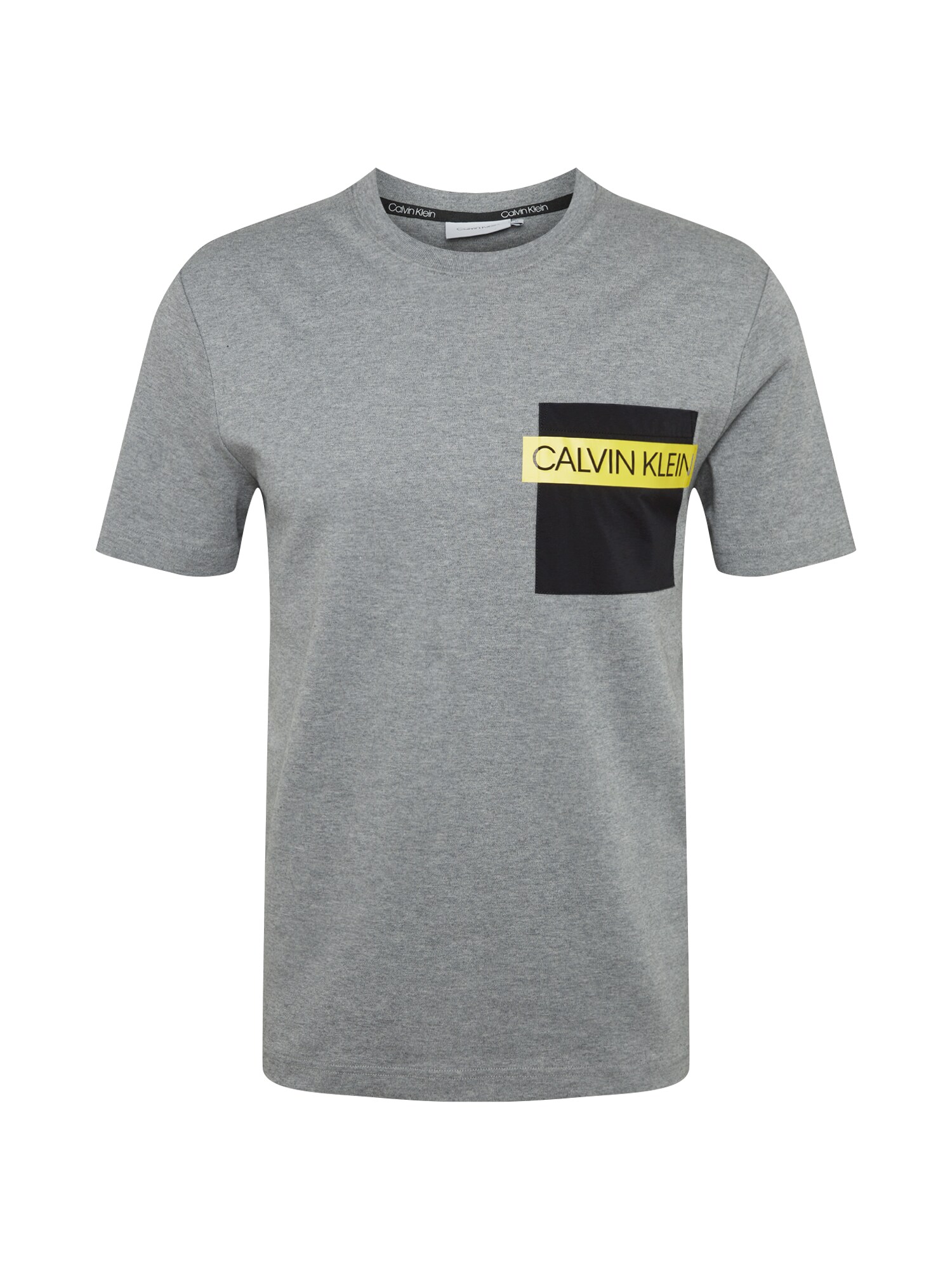 Calvin Klein Marškinėliai  geltona / juoda / margai pilka