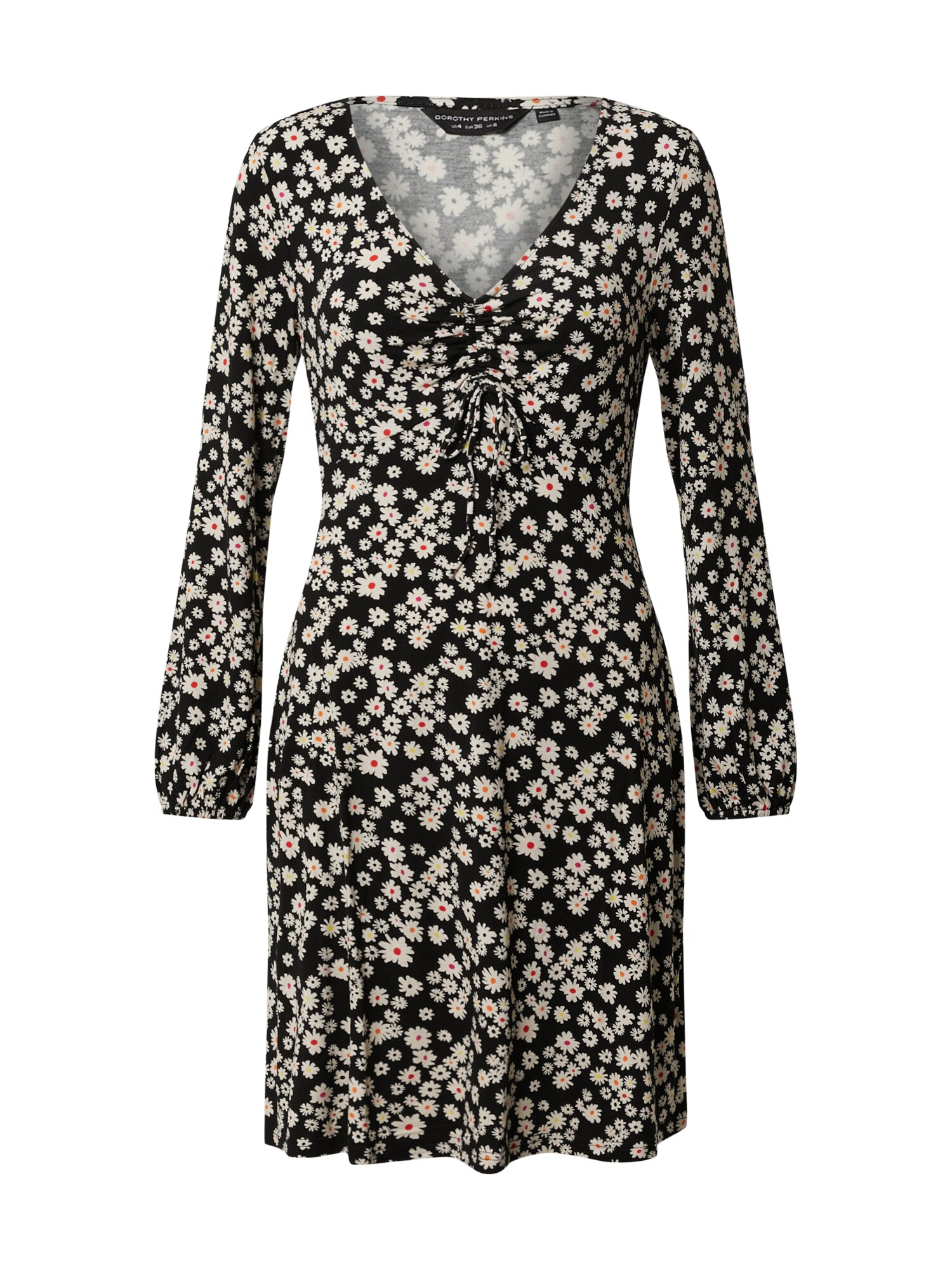 Dorothy Perkins Suknelė 'Ditsy Ruched Detail Fit & Flare Dress'  juoda