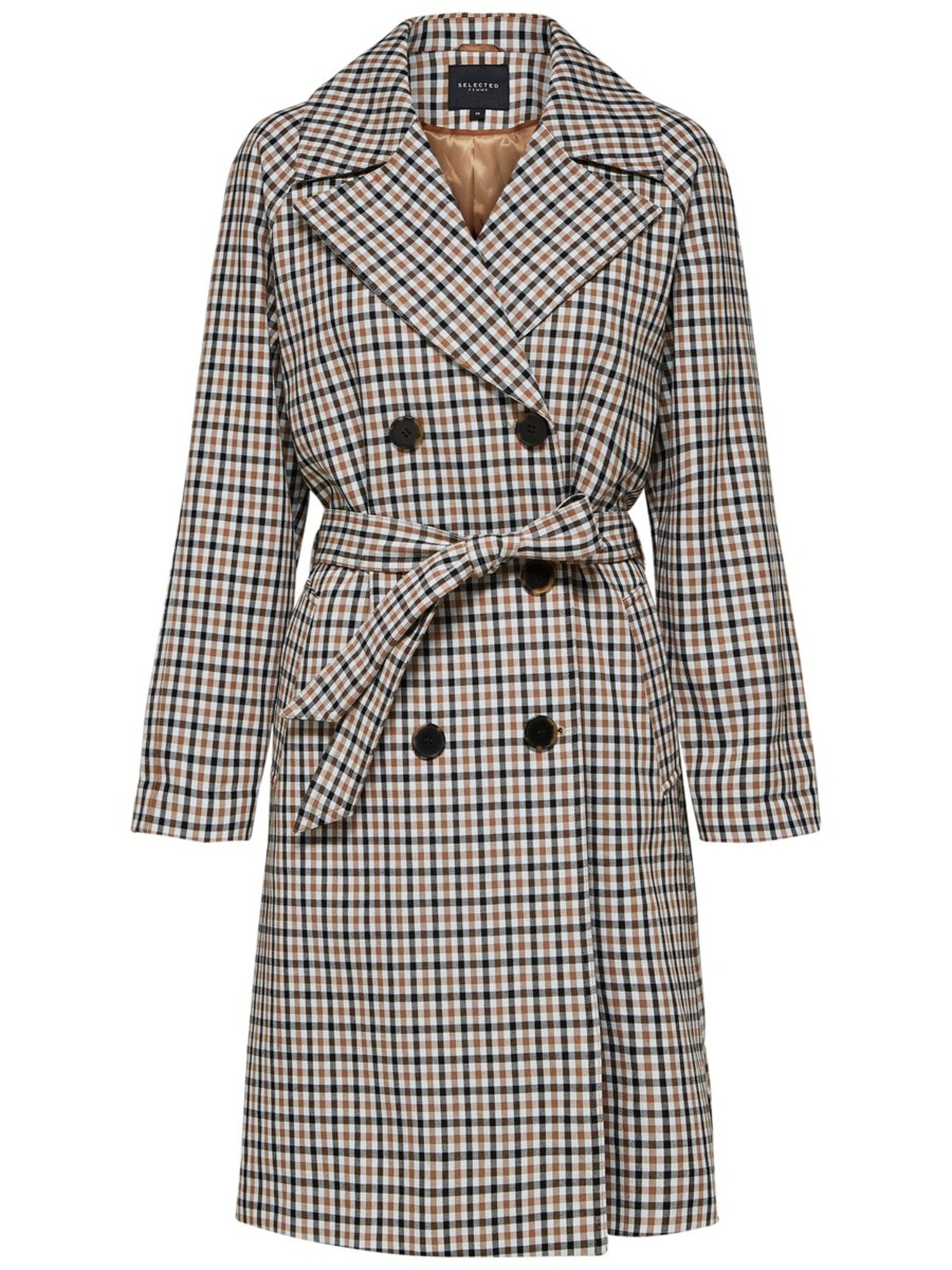 Selected Femme Dames Tussenmantel Lichtbeige Nachtblauw Wit selected femme kopen in de aanbieding