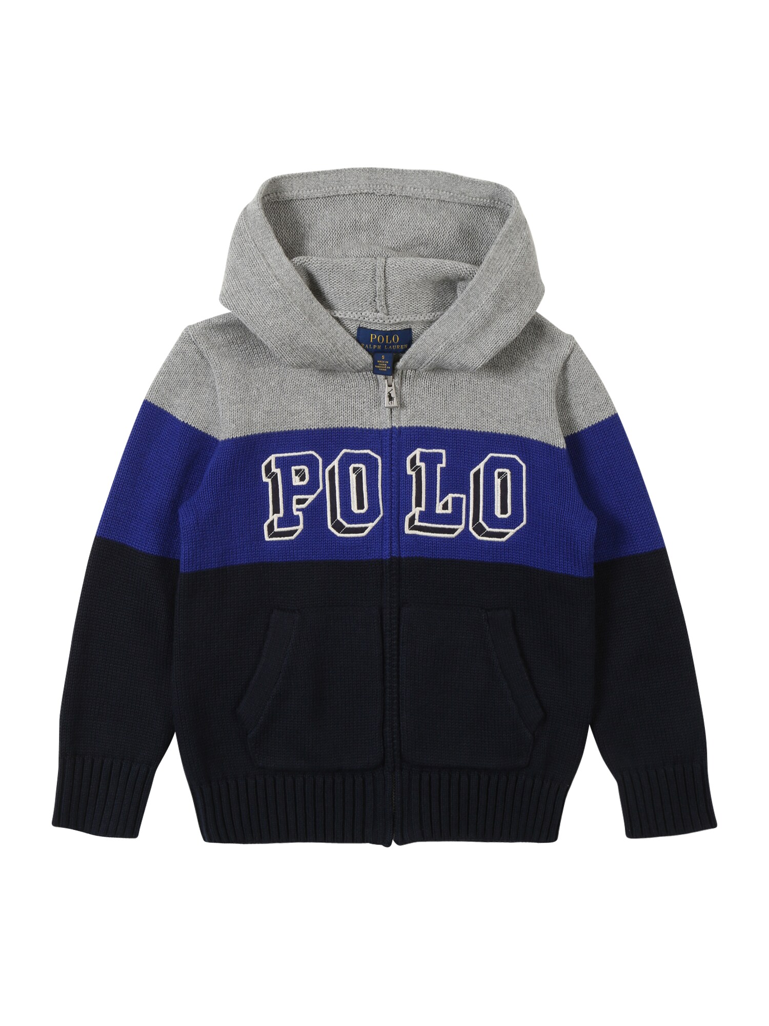 POLO RALPH LAUREN Džemperis 'COTTON-LS FZ'  mėlyna / margai pilka / juoda