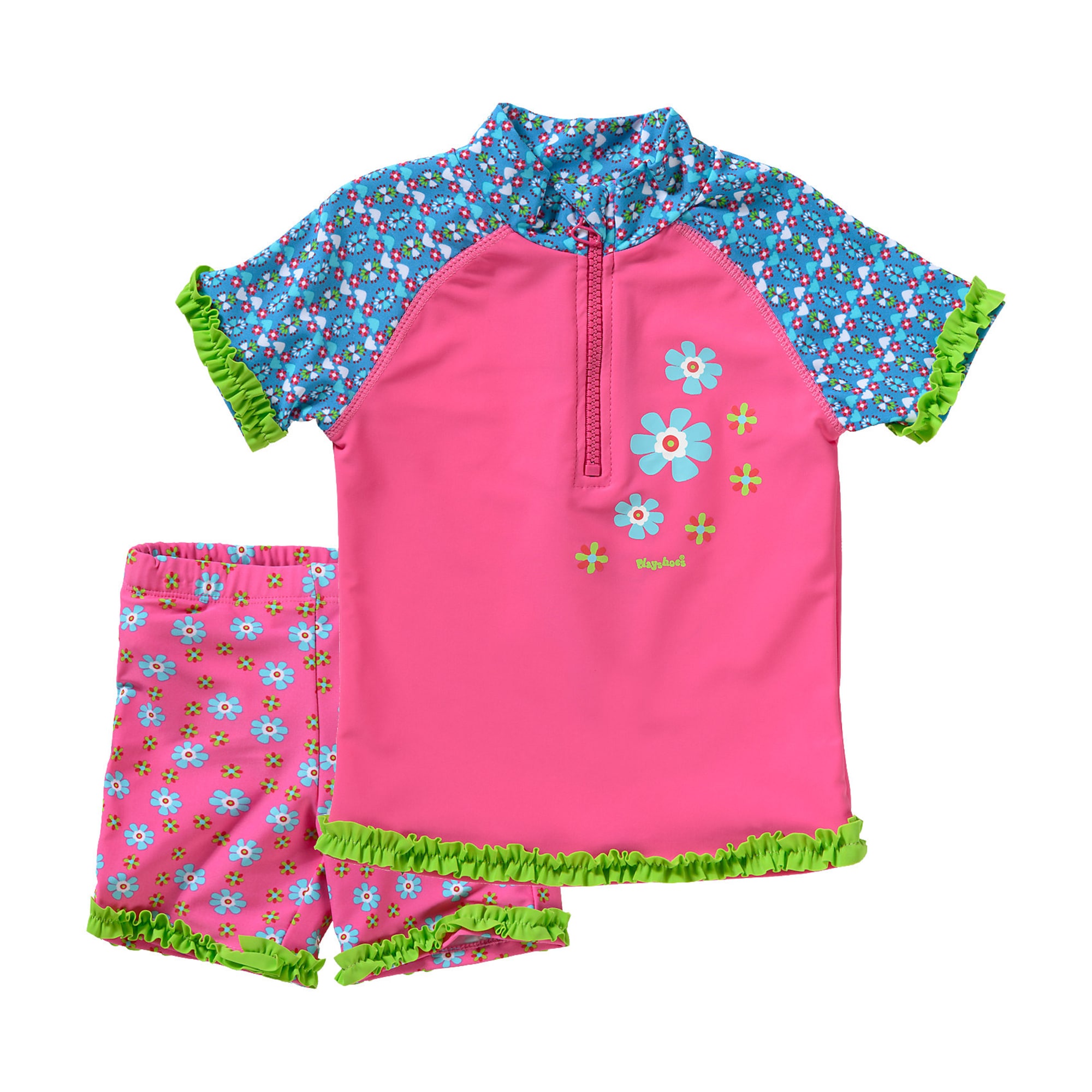 PLAYSHOES Costum de baie întreg  albastru / albastru deschis / verde / roz
