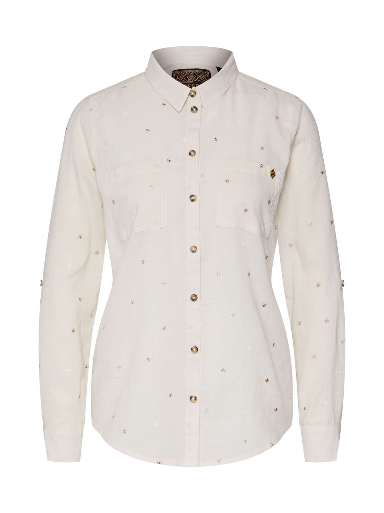 Superdry Dames Blouse Conversational Beige superdry kopen in de aanbieding