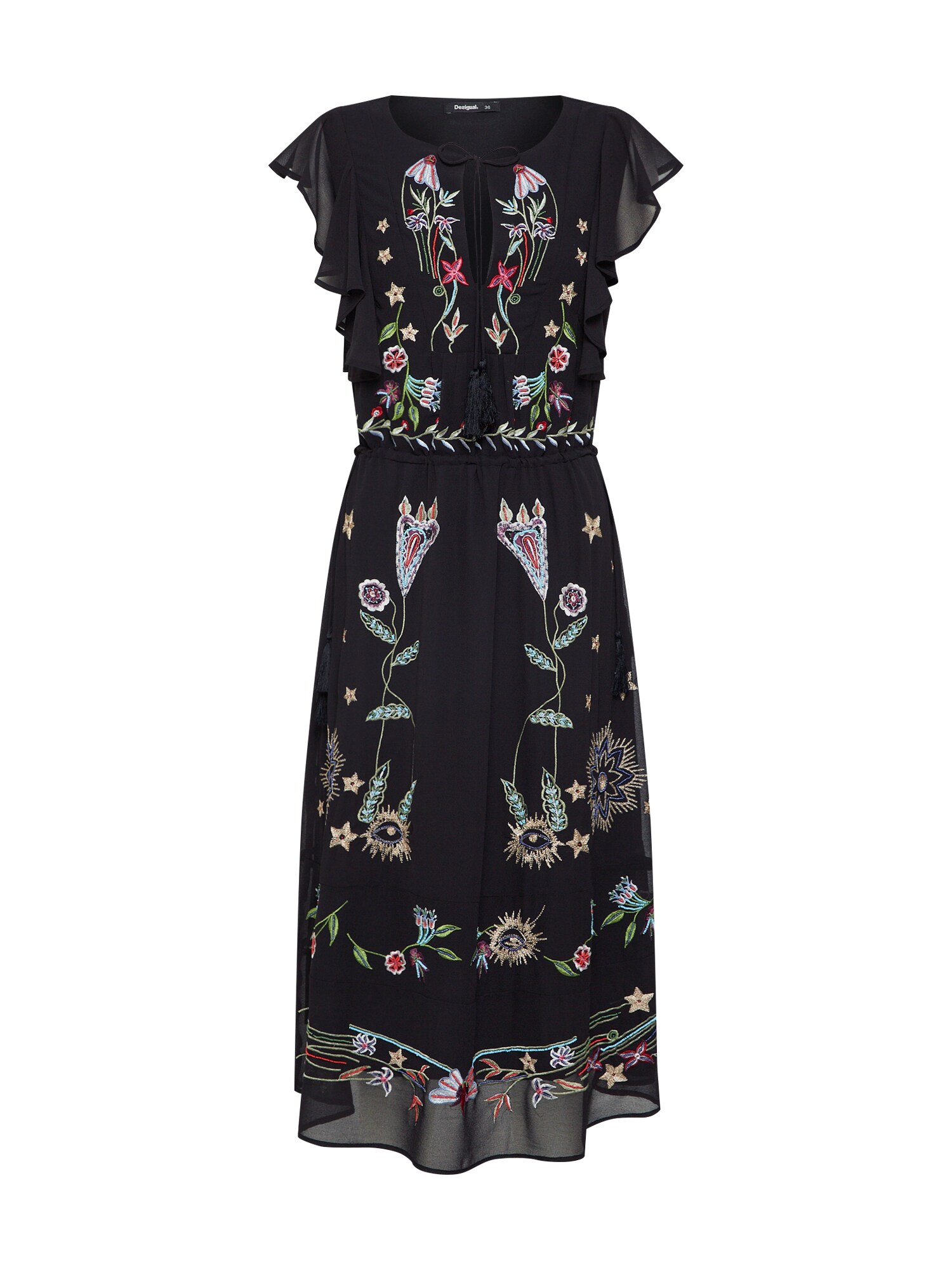 Desigual Dames Jurk Vest Sandy Gemengde Kleuren Zwart desigual kopen in de aanbieding