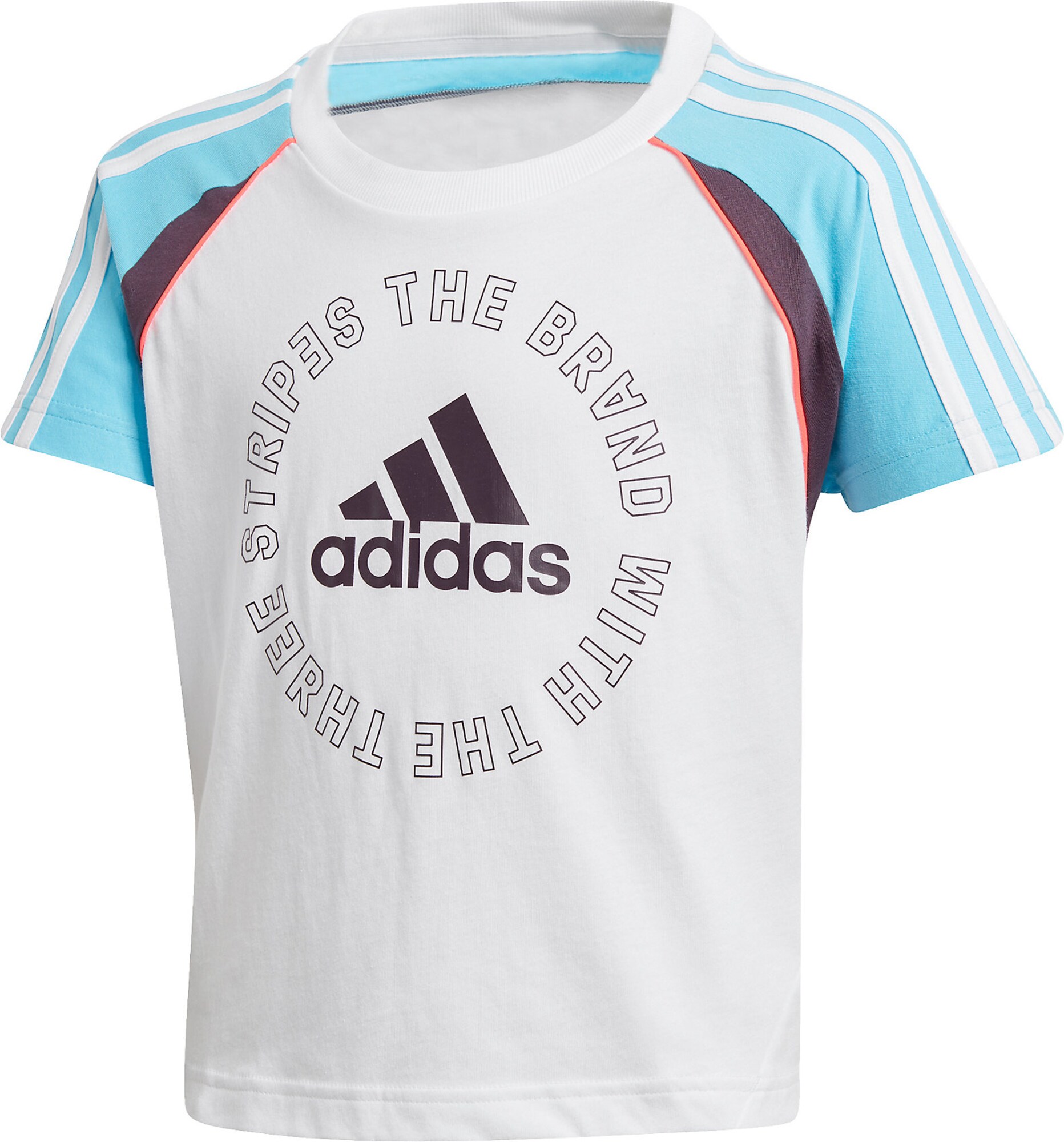 ADIDAS PERFORMANCE Sportiniai marškinėliai 'Bold'  balta / šviesiai mėlyna / juoda / koralų splava