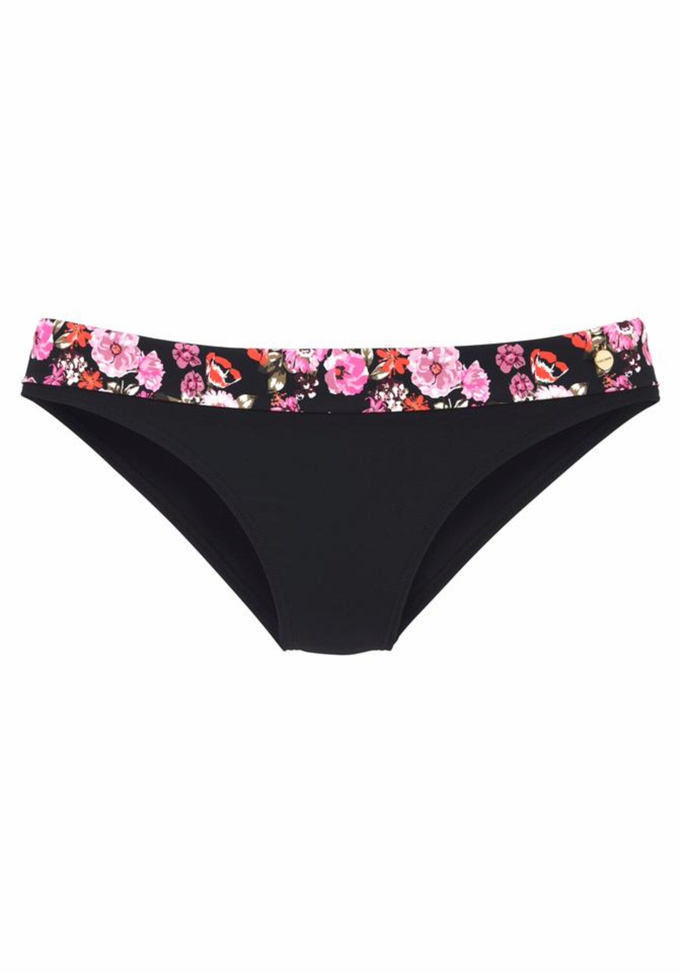 LASCANA Bikinio kelnaitės 'Blümli'  juoda / rožinė