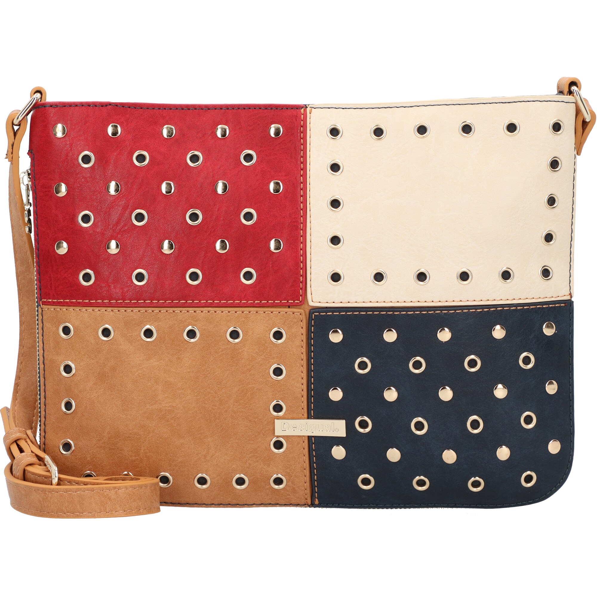 Desigual Dames Schoudertas Bols Torino Molina Beige Navy Lichtbruin Rood desigual kopen in de aanbieding