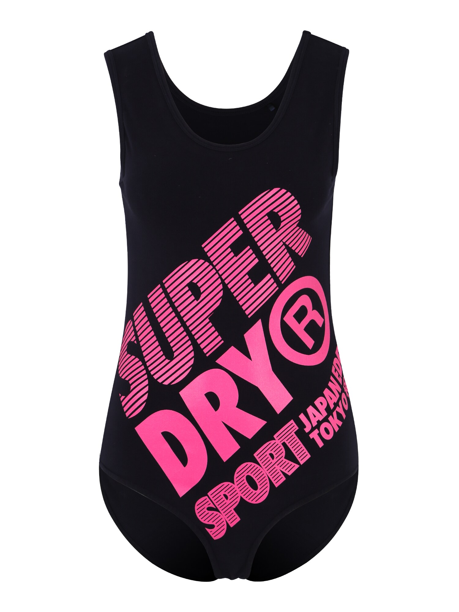 Superdry Dames Functioneel Shirt Japan Edition Diagonal Navy Pink superdry kopen in de aanbieding