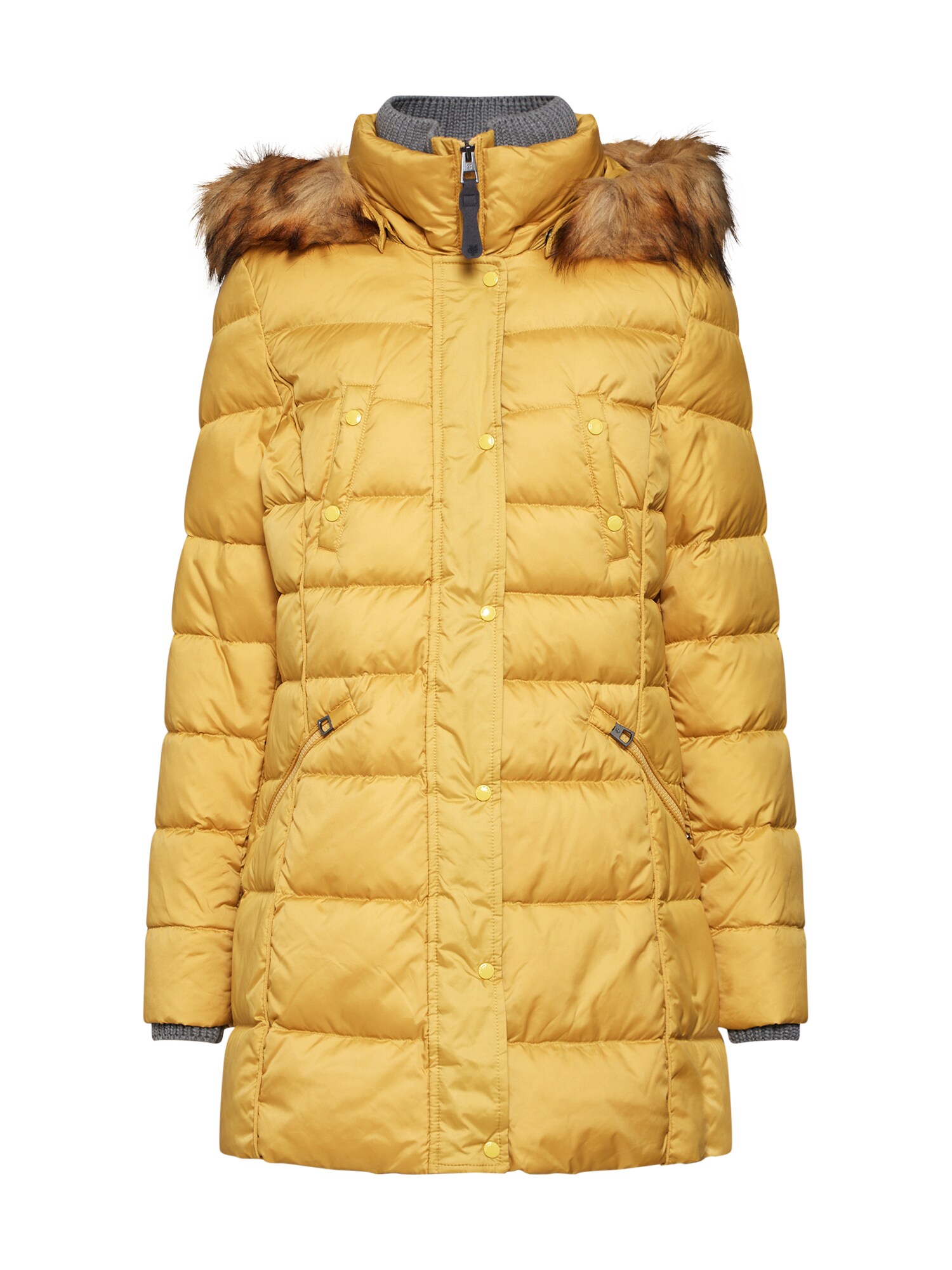 Marc Opolo Dames Wintermantel Woven Geel marc opolo kopen in de aanbieding