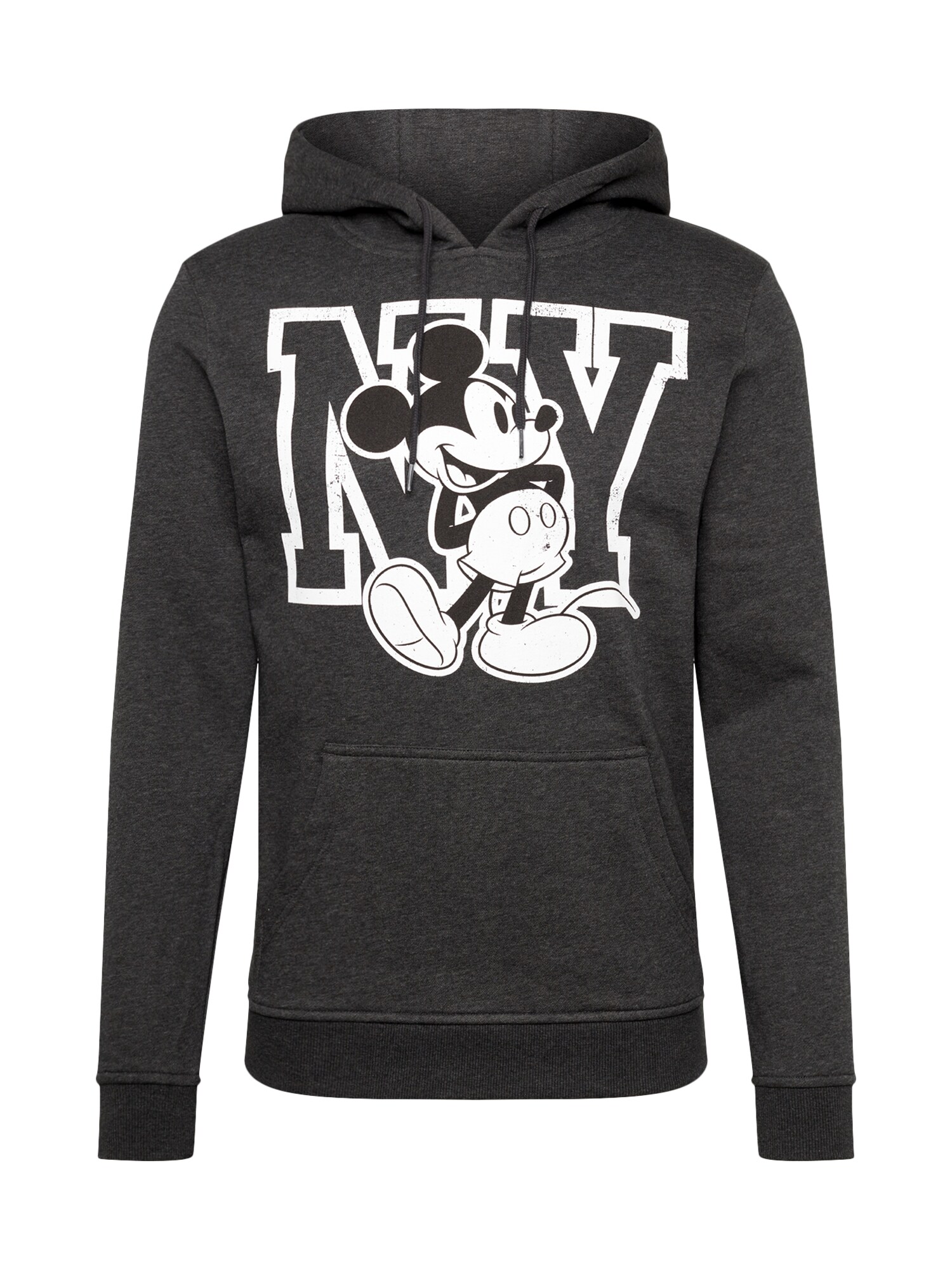 Mister Tee Heren Sweatshirt Mickey Ny Hoody Donkergrijs Wit mister tee kopen in de aanbieding