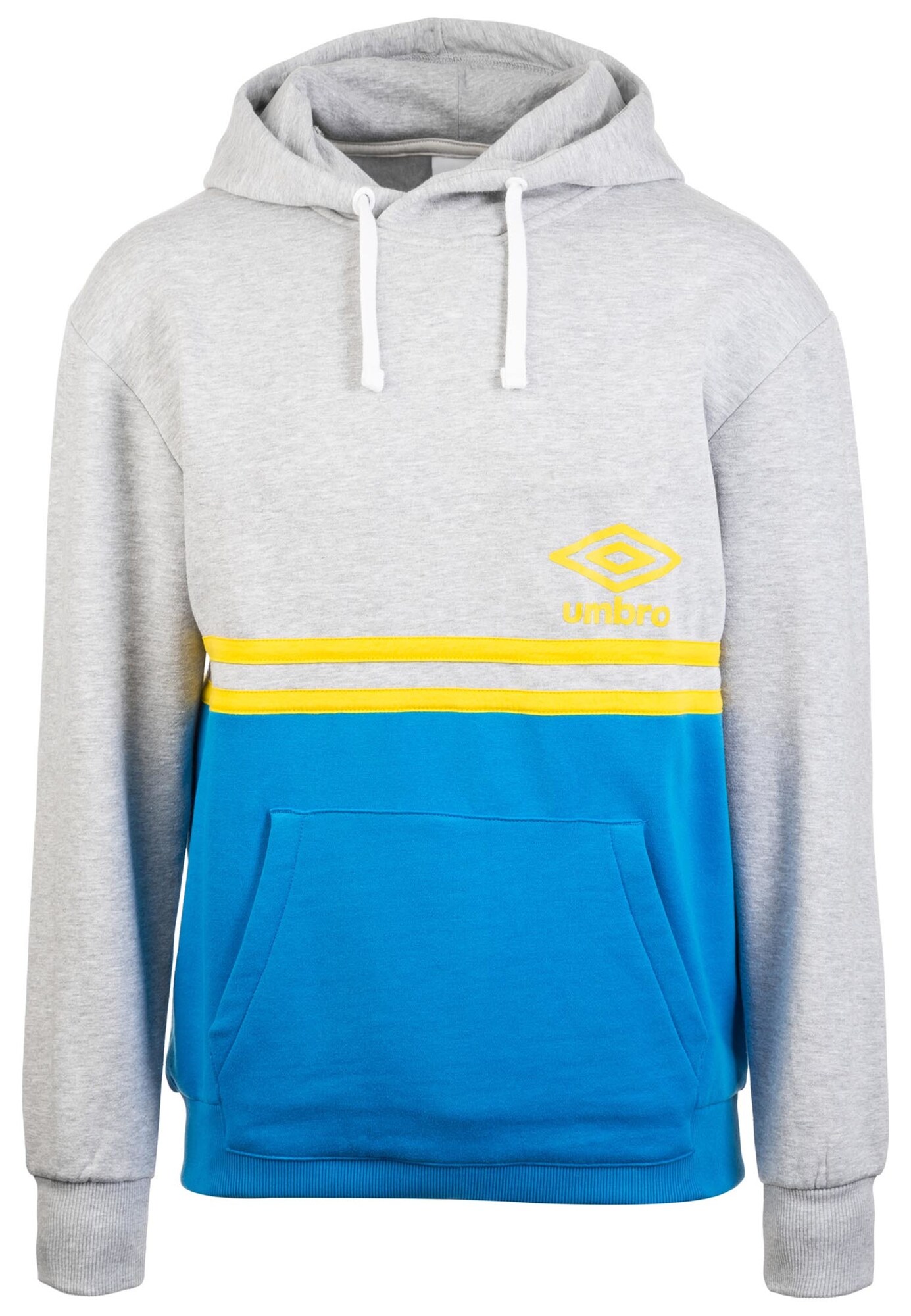 Umbro Heren Sportsweatshirt Blauw Geel Grijs Gemeleerd umbro kopen in de aanbieding