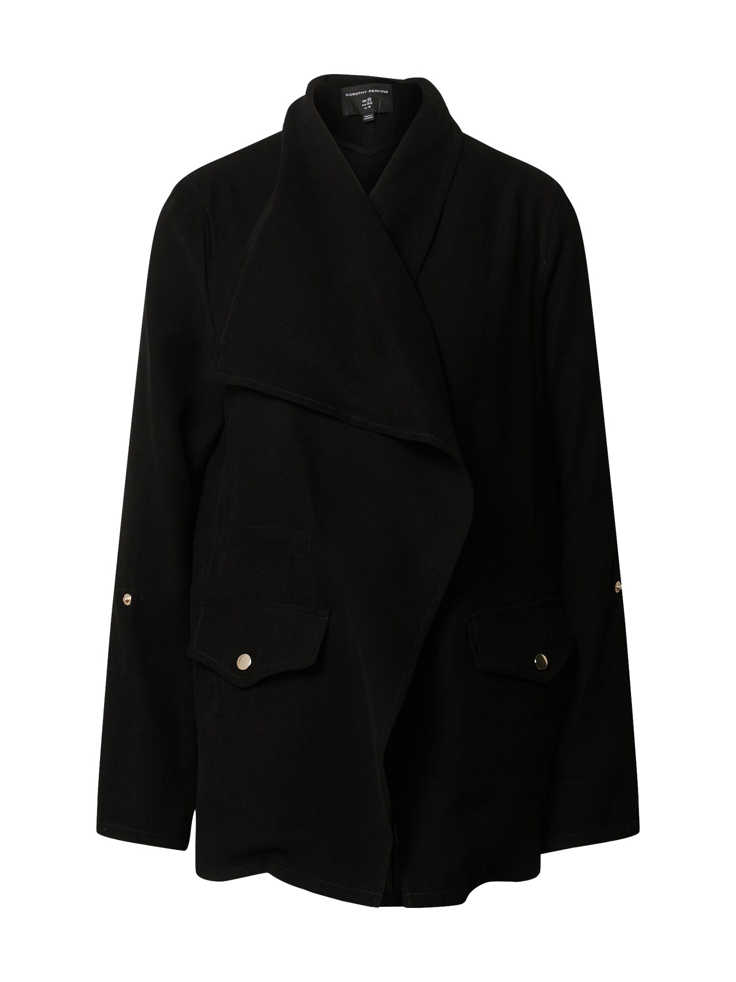 Dorothy Perkins Demisezoninė striukė 'Black Waterfall Jacket'  juoda