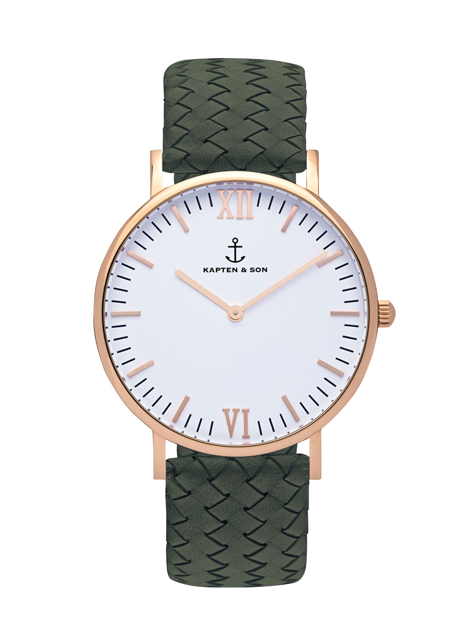 Kapten Son Dames Analoog Horloge Campus Brons Groen Wit kapten son kopen in de aanbieding