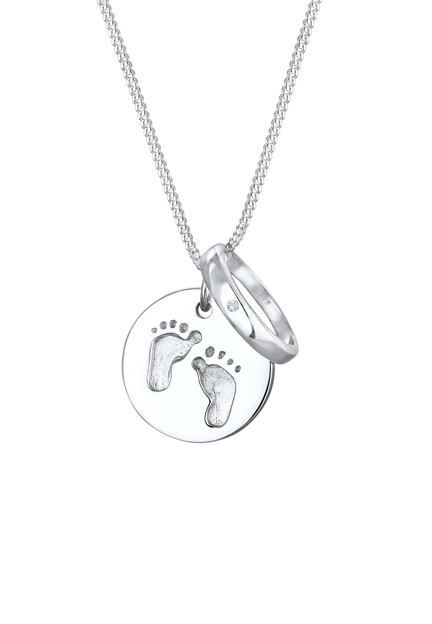 Thumbnail - ELLI Halskette Taufring, Fußabdruck. Plättchen