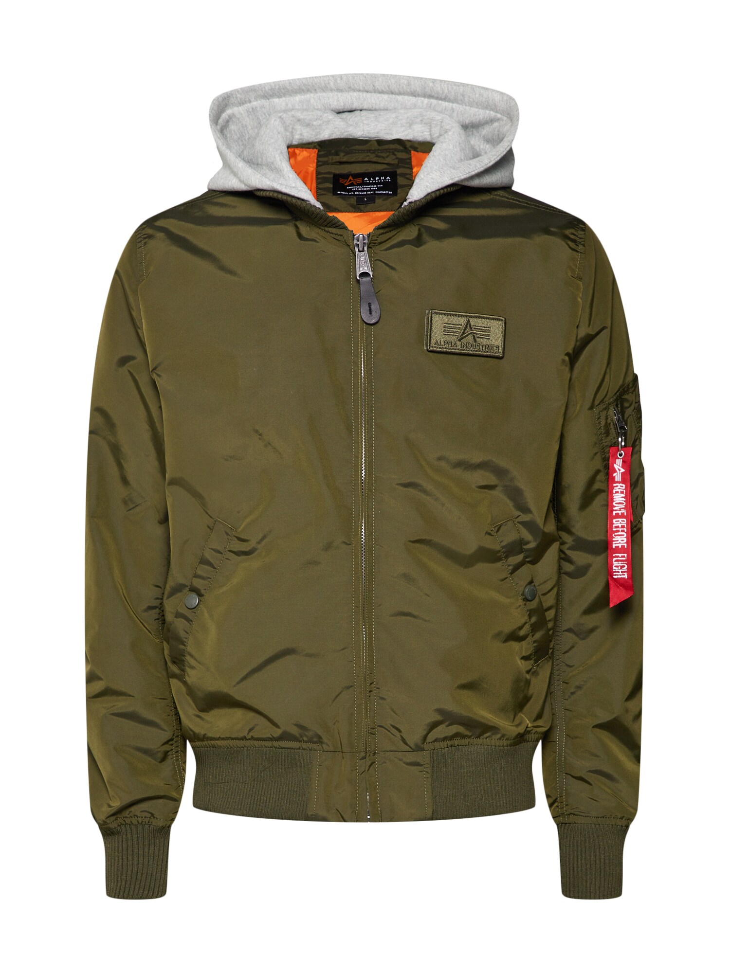 ALPHA INDUSTRIES Prechodná bunda 'MA-1 TT'  sivá melírovaná / olivová / červená / biela