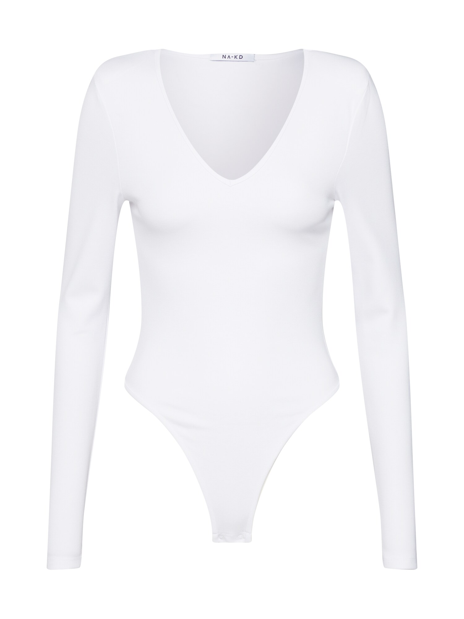 NA-KD Marškinėliai-glaustinukė 'power shoulder bodysuit'  balta