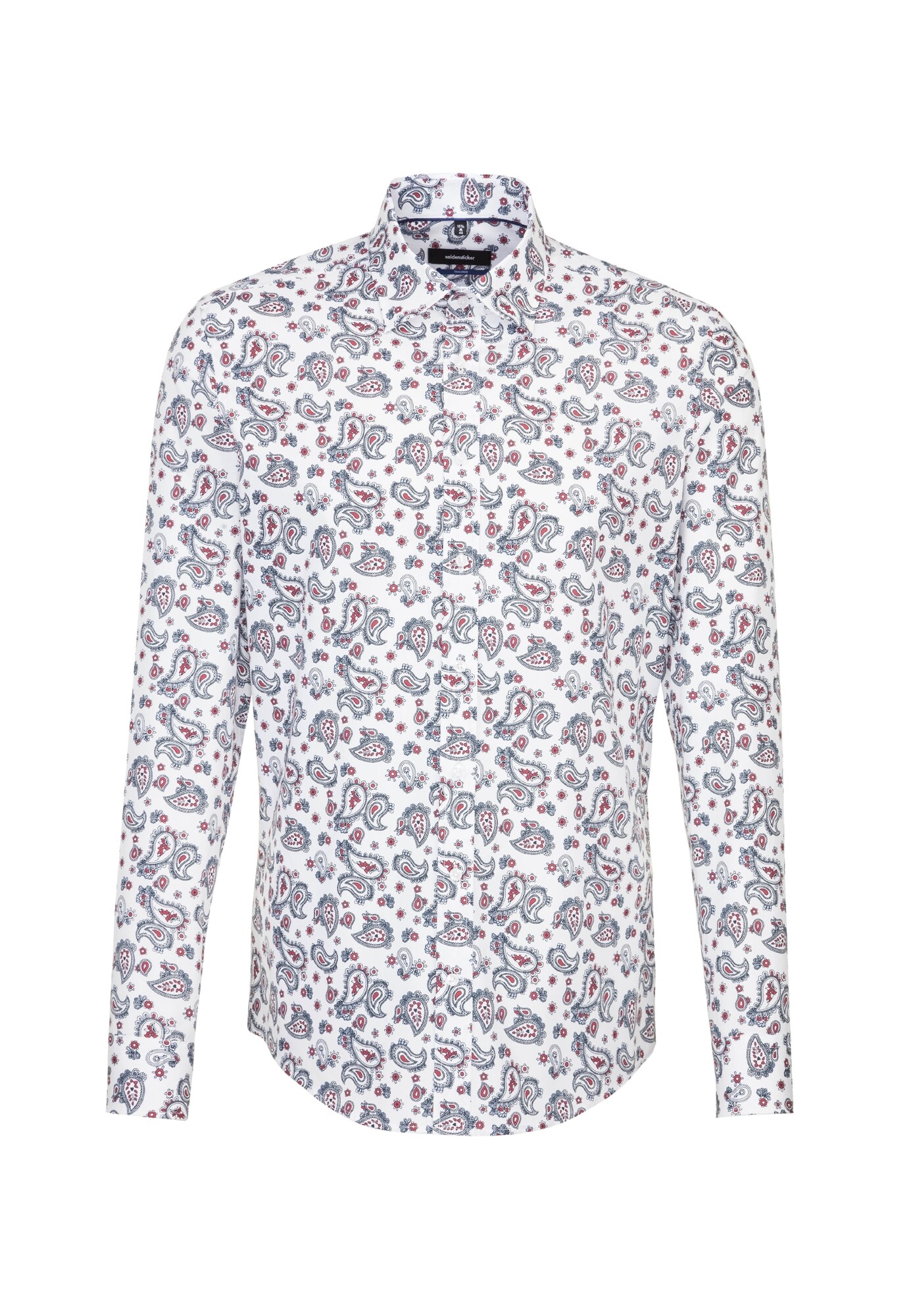 Seidensticker Heren Overhemd Aardetinten Pastelrood Wit seidensticker kopen in de aanbieding