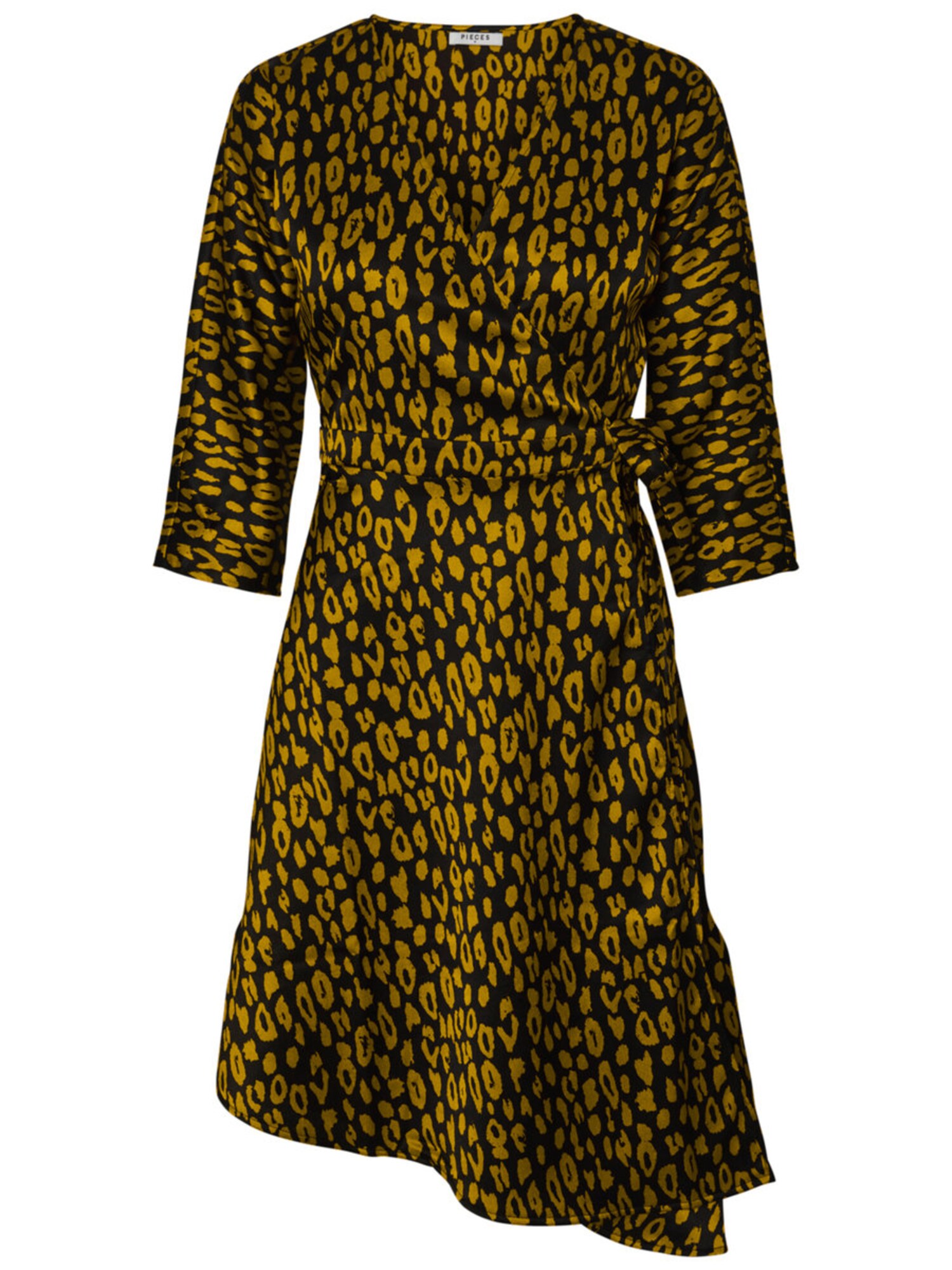 Pieces Dames Jurk Goudgeel Zwart pieces kopen in de aanbieding