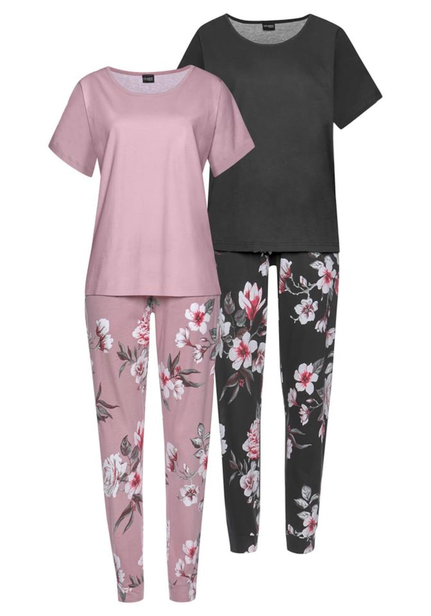 VIVANCE Pijama  gri metalic / verde mentă / roz pal / alb