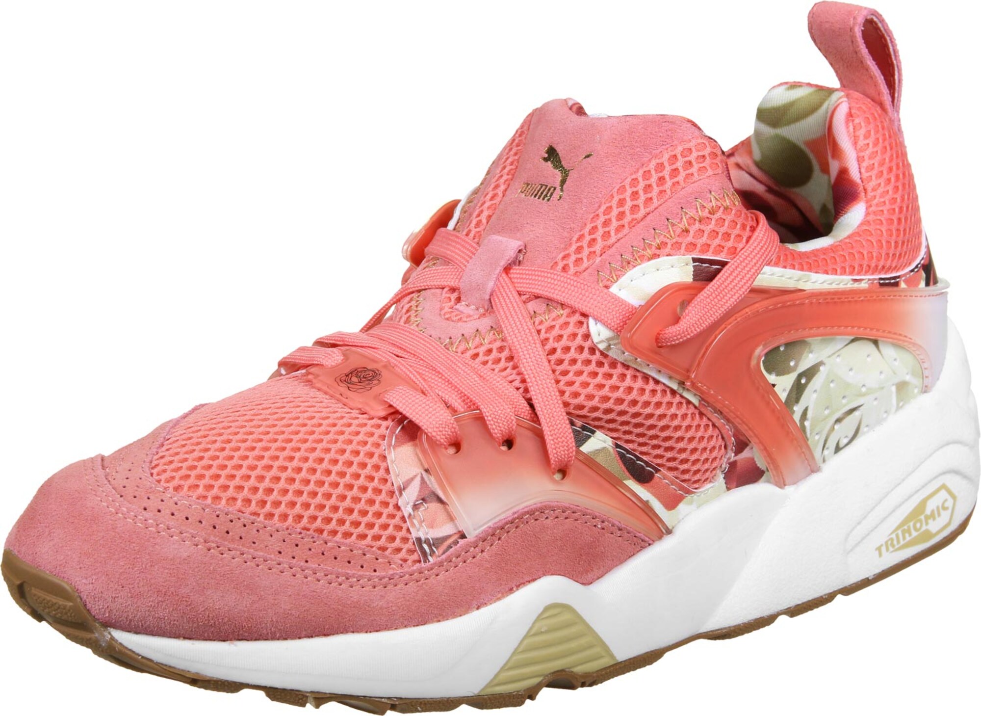 Puma Dames Loopschoen Donkergeel Roze Gemeleerd Wit puma kopen in de aanbieding